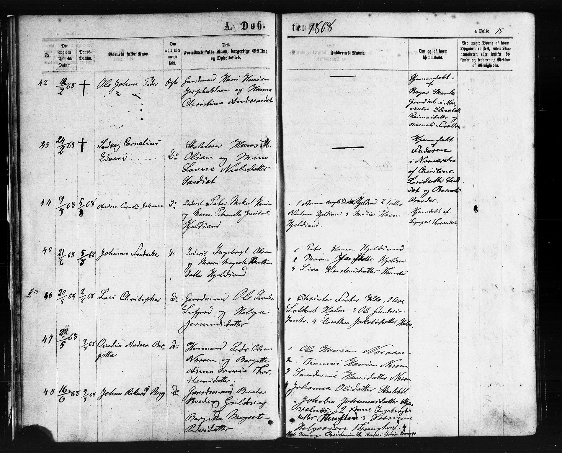 Ministerialprotokoller, klokkerbøker og fødselsregistre - Nordland, SAT/A-1459/893/L1334: Parish register (official) no. 893A07, 1867-1877, p. 15