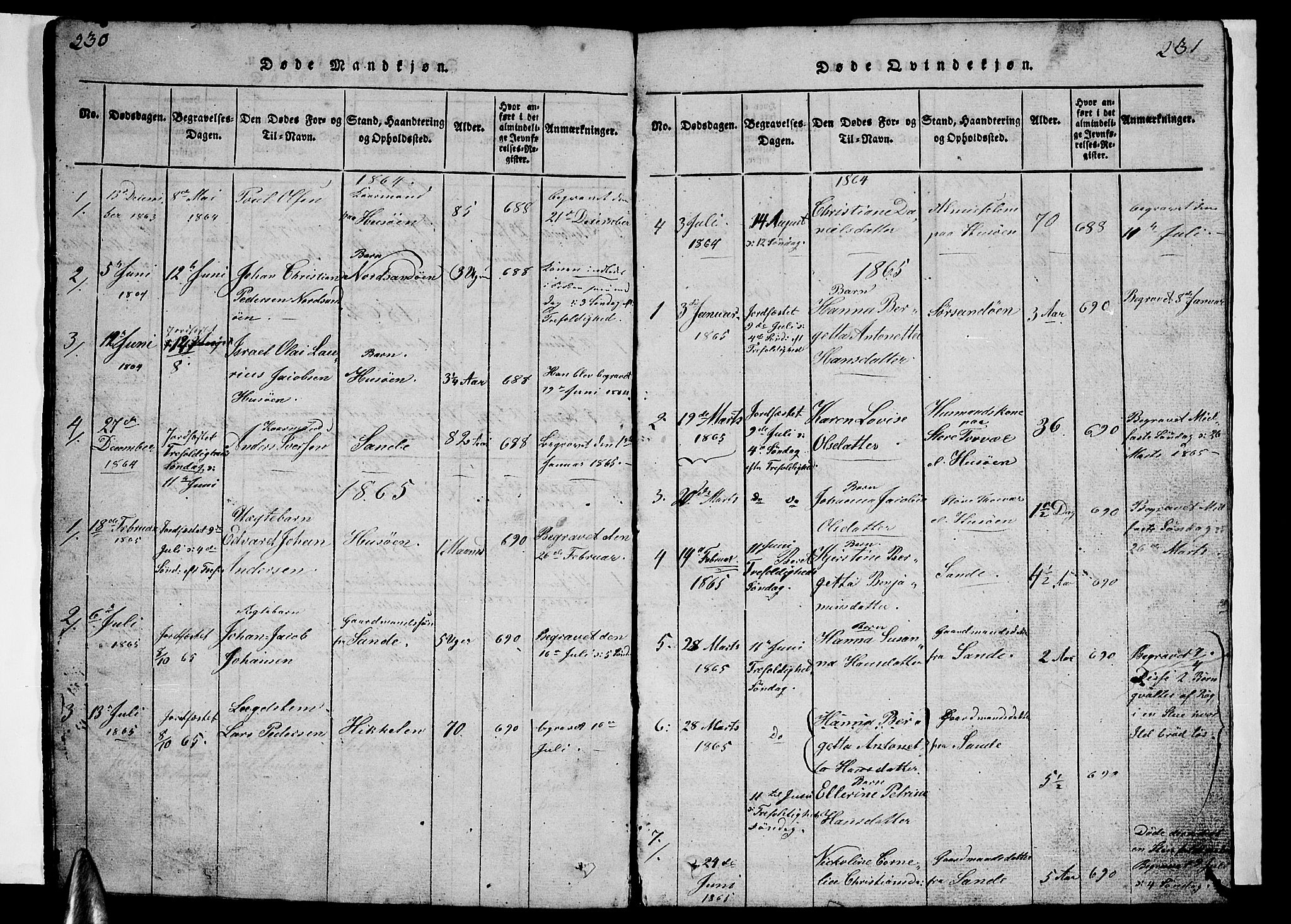 Ministerialprotokoller, klokkerbøker og fødselsregistre - Nordland, AV/SAT-A-1459/840/L0581: Parish register (copy) no. 840C01, 1820-1873, p. 230-231