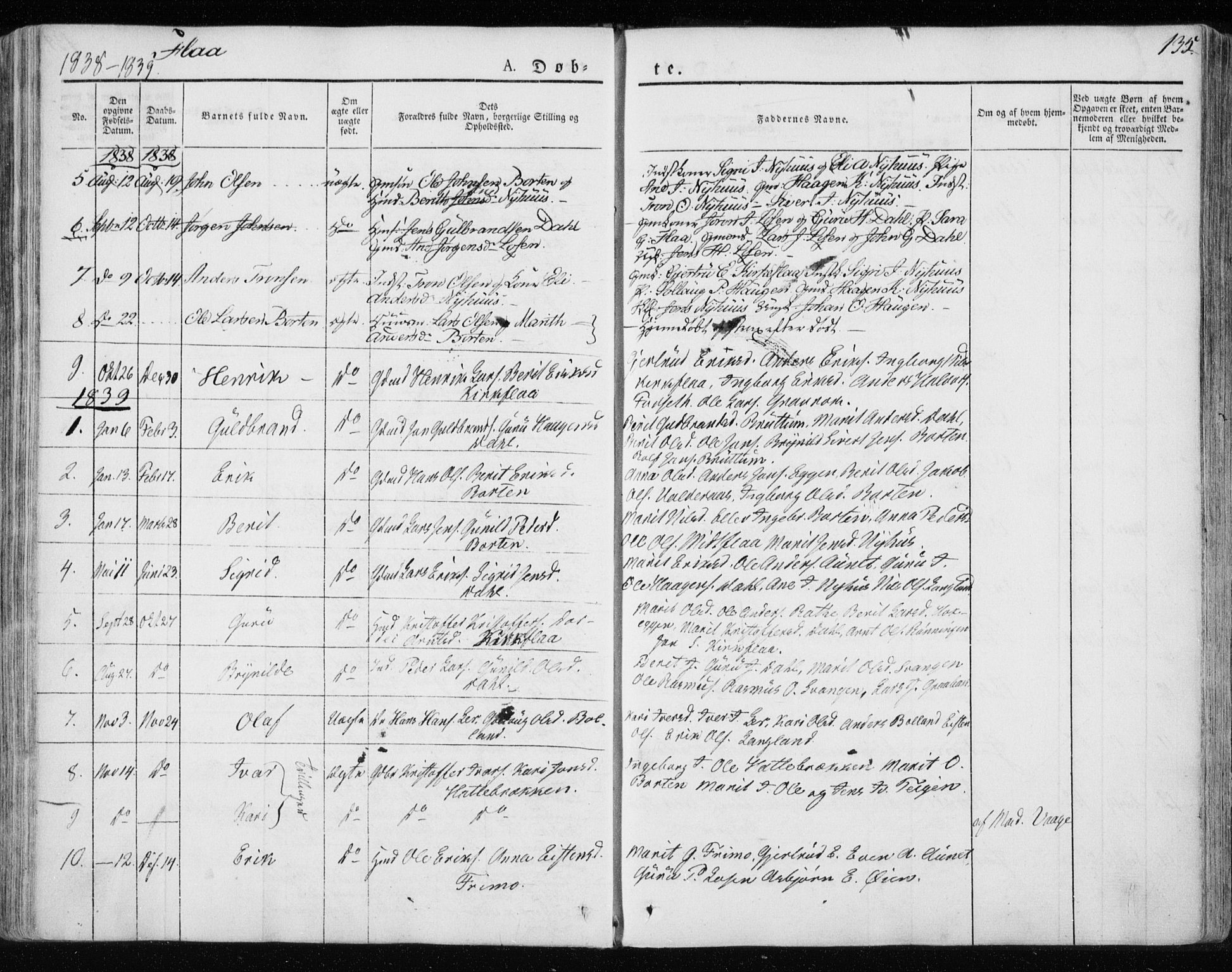 Ministerialprotokoller, klokkerbøker og fødselsregistre - Sør-Trøndelag, AV/SAT-A-1456/691/L1069: Parish register (official) no. 691A04, 1826-1841, p. 135