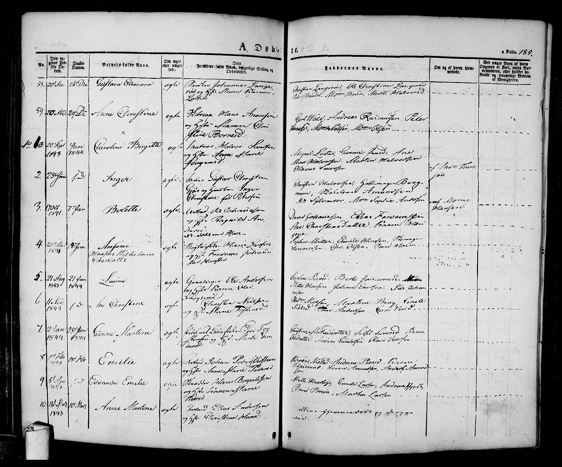 Halden prestekontor Kirkebøker, SAO/A-10909/F/Fa/L0005: Parish register (official) no. I 5, 1834-1845, p. 189