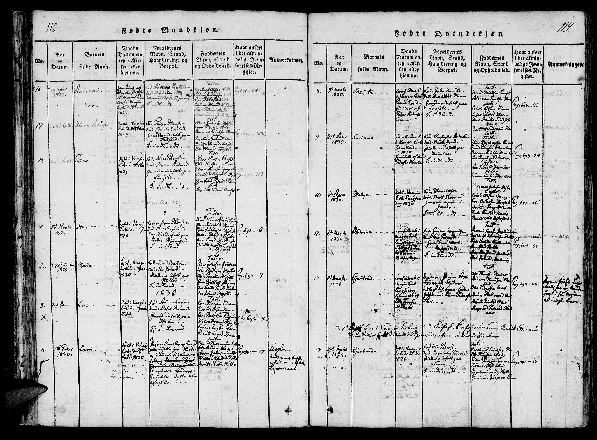 Ministerialprotokoller, klokkerbøker og fødselsregistre - Møre og Romsdal, AV/SAT-A-1454/565/L0747: Parish register (official) no. 565A01, 1817-1844, p. 118-119