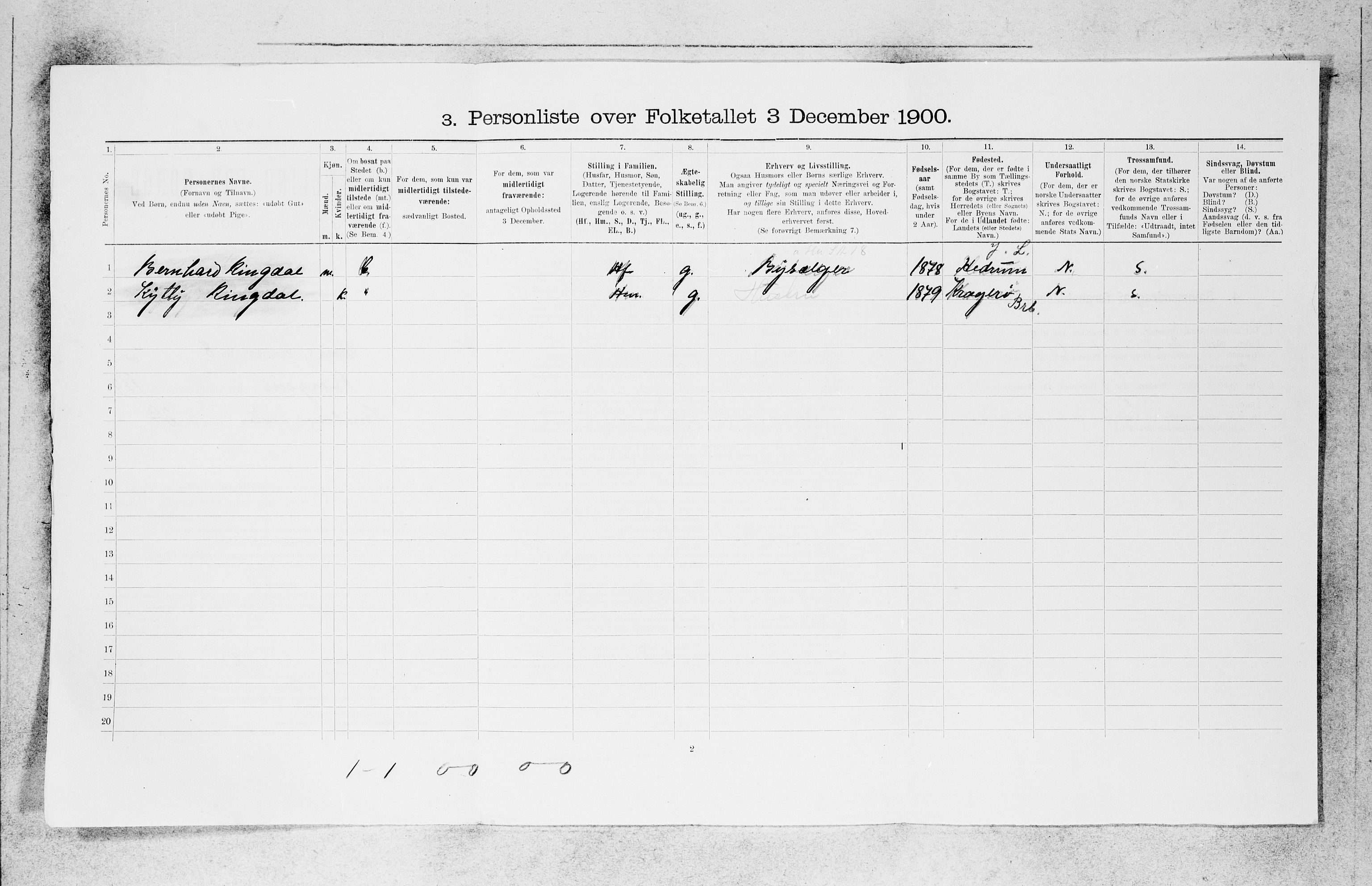 SAB, 1900 census for Bergen, 1900, p. 26513