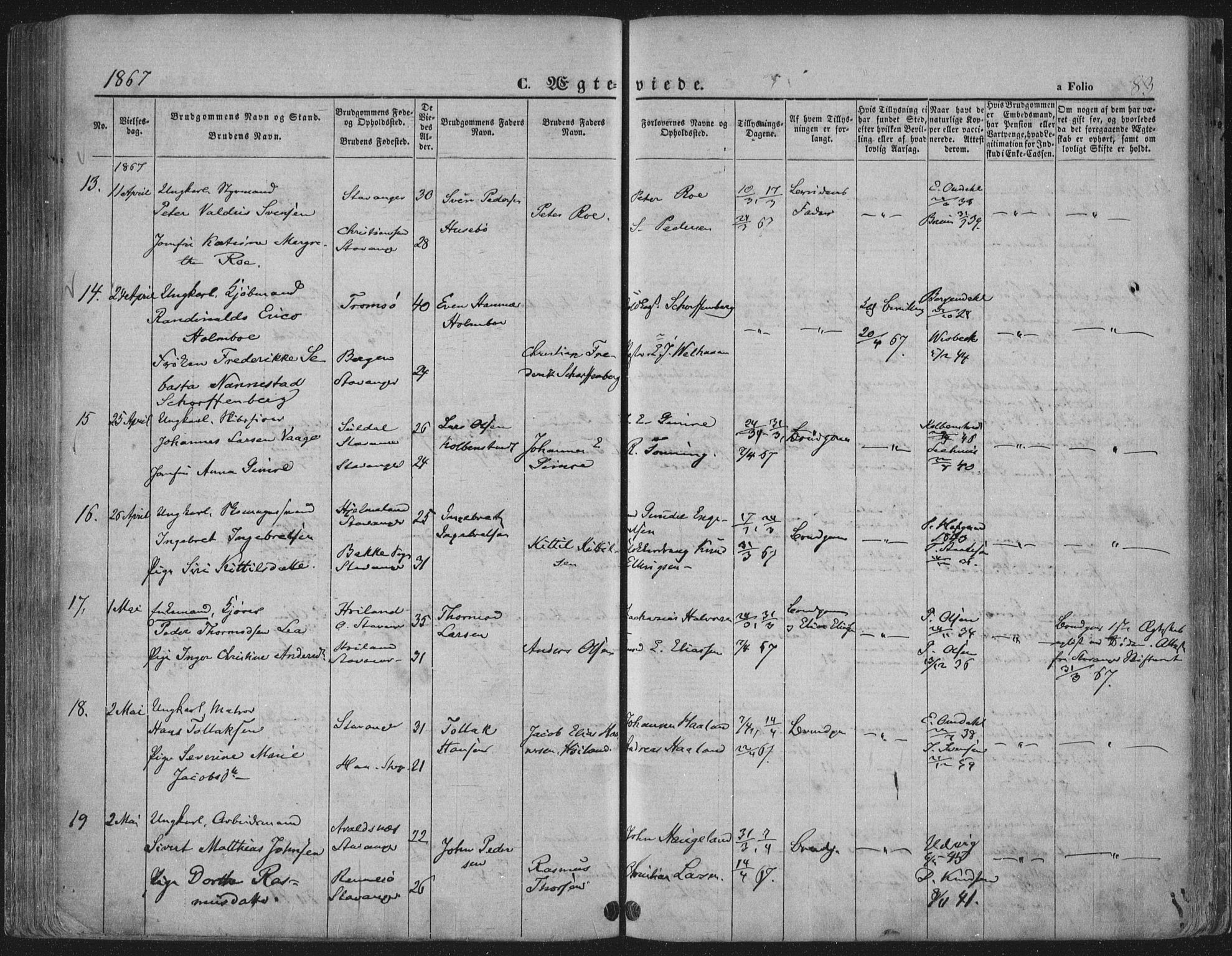 Domkirken sokneprestkontor, AV/SAST-A-101812/001/30/30BA/L0019: Parish register (official) no. A 18, 1857-1877, p. 83