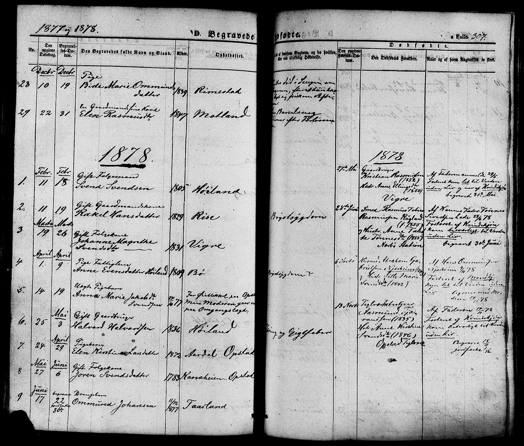 Hå sokneprestkontor, AV/SAST-A-101801/001/30BA/L0008: Parish register (official) no. A 7, 1853-1878, p. 307