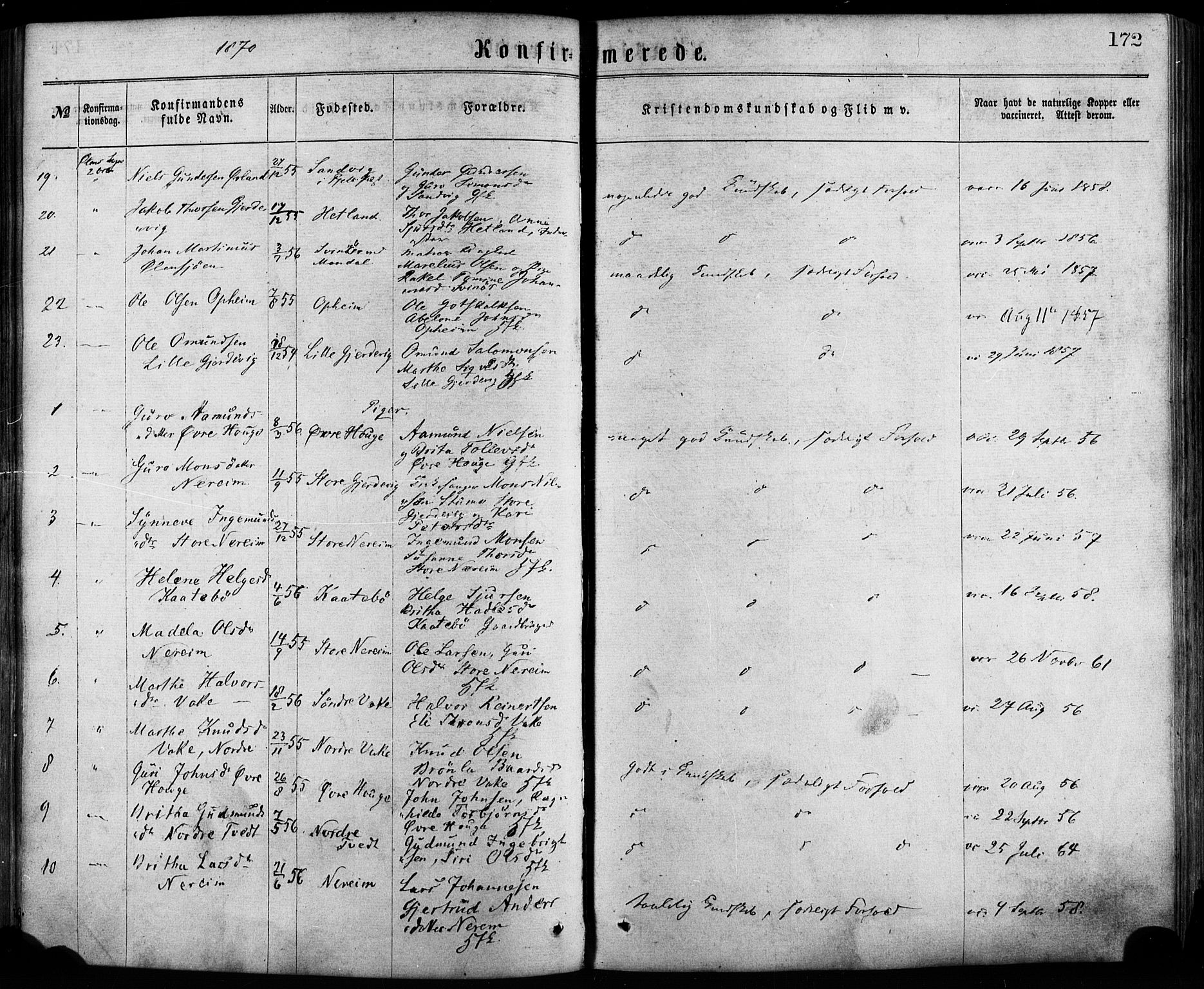 Fjelberg sokneprestembete, SAB/A-75201/H/Haa: Parish register (official) no. A 8, 1866-1879, p. 172