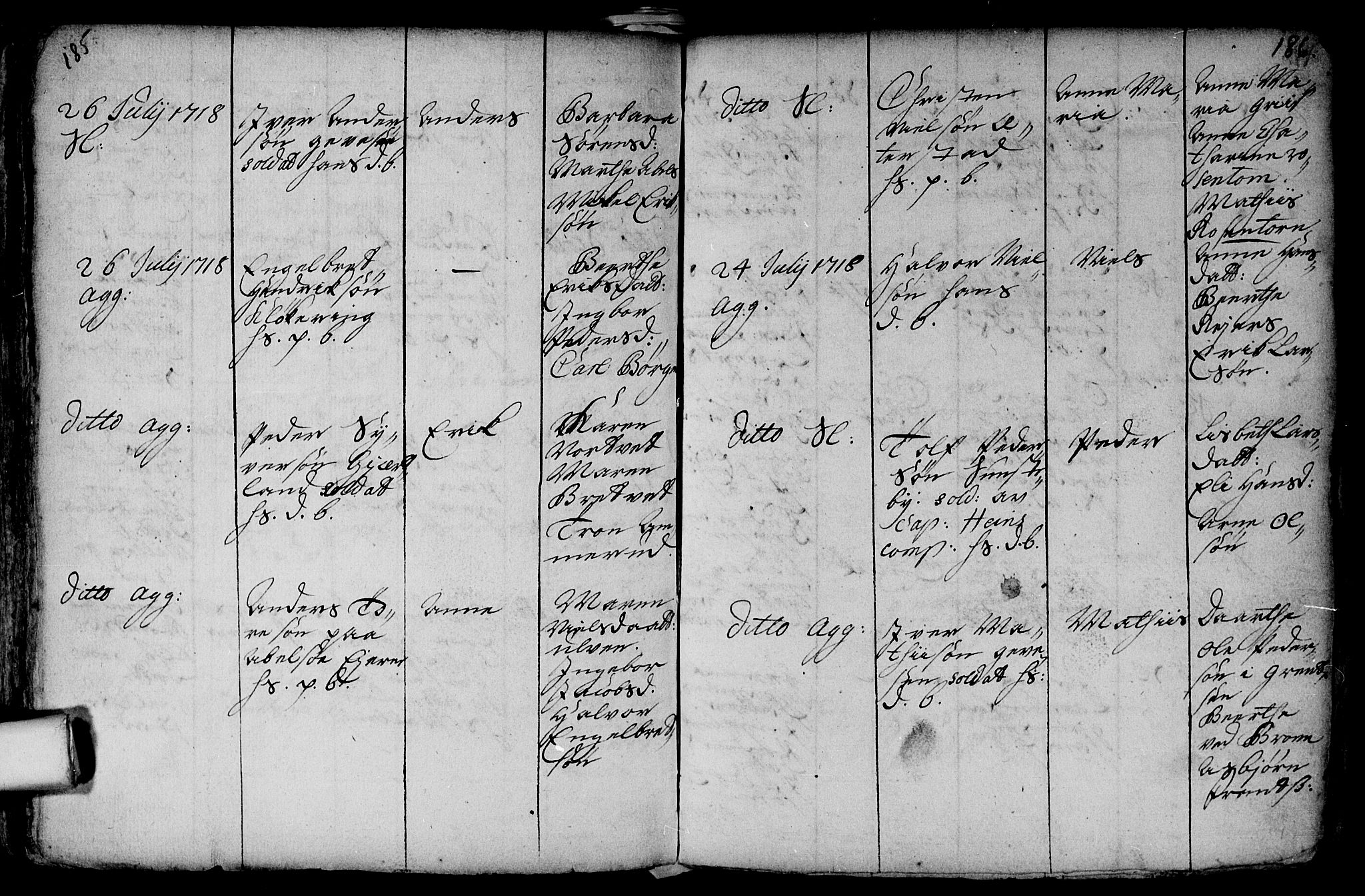 Aker prestekontor kirkebøker, AV/SAO-A-10861/F/L0002: Parish register (official) no. 2, 1714-1720, p. 185-186