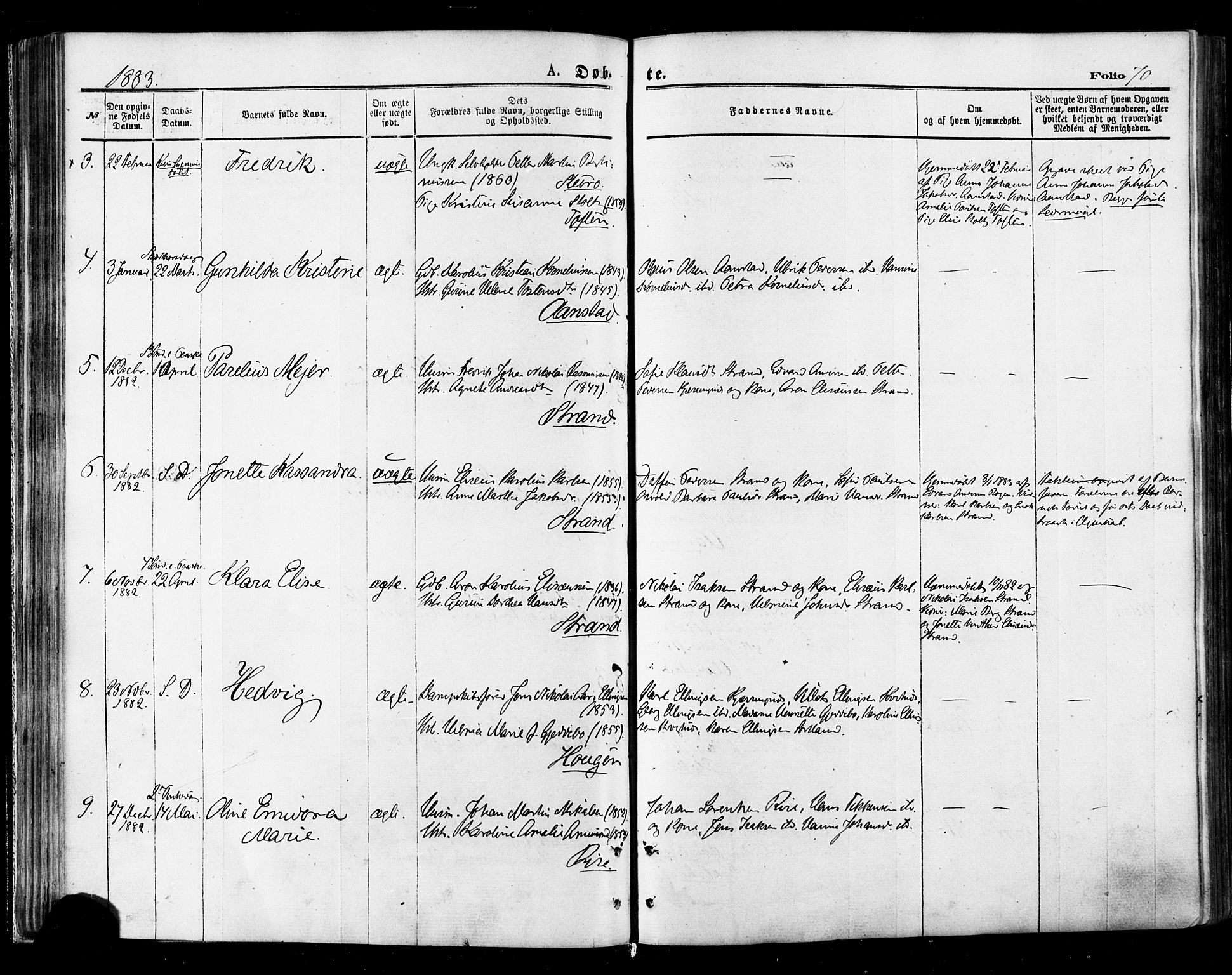 Ministerialprotokoller, klokkerbøker og fødselsregistre - Nordland, SAT/A-1459/895/L1370: Parish register (official) no. 895A05, 1873-1884, p. 70