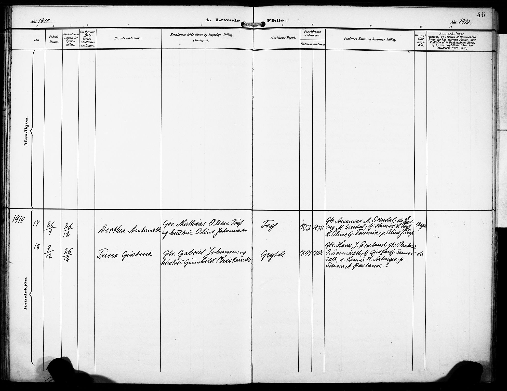 Gaular sokneprestembete, SAB/A-80001/H/Haa: Parish register (official) no. B 2, 1898-1911, p. 46