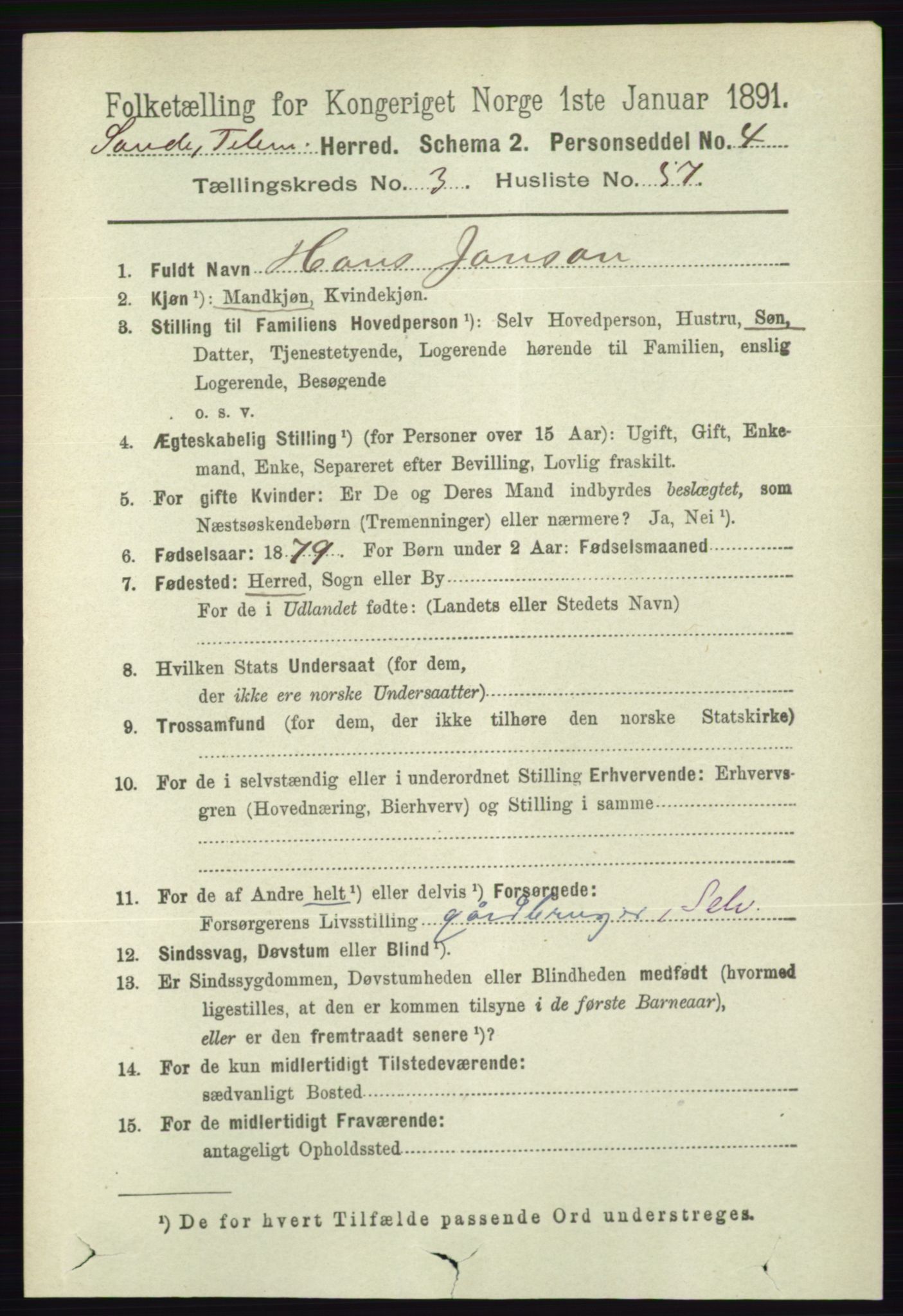 RA, 1891 census for 0822 Sauherad, 1891, p. 1040