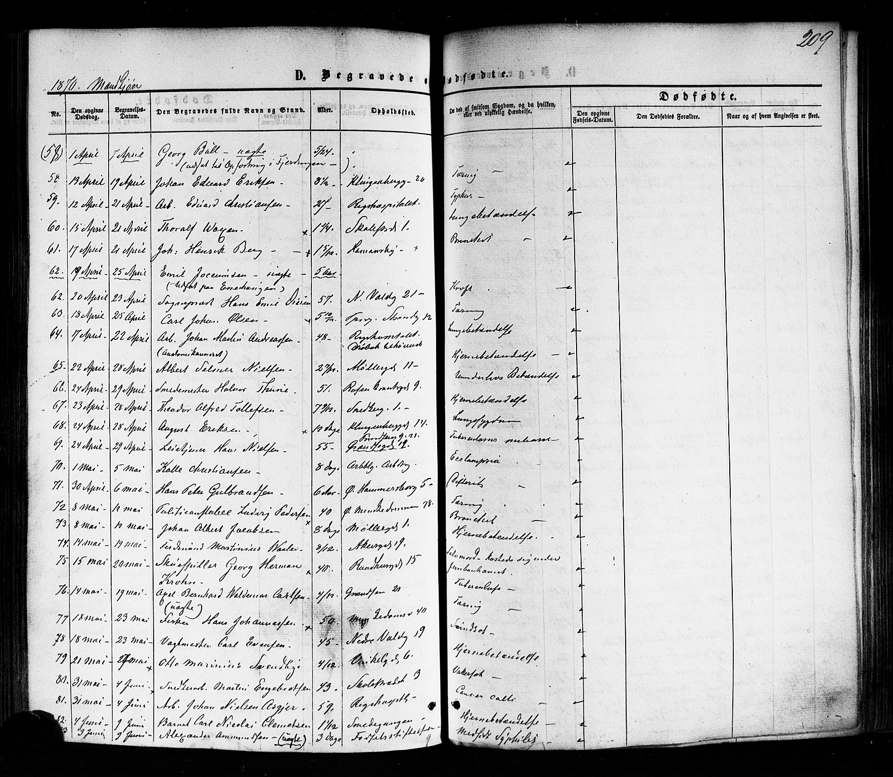 Trefoldighet prestekontor Kirkebøker, SAO/A-10882/F/Fd/L0001: Parish register (official) no. IV 1, 1858-1877, p. 209