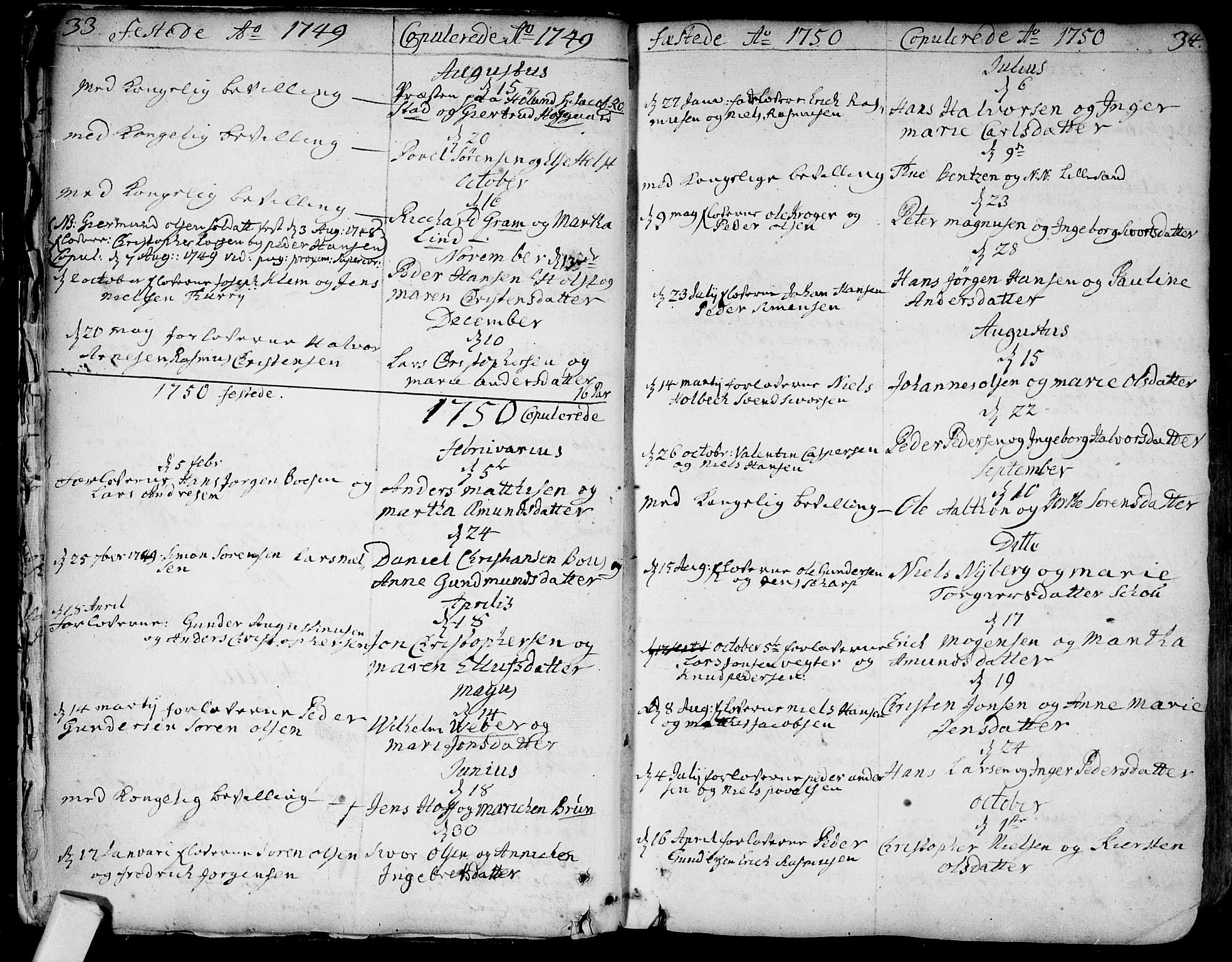 Bragernes kirkebøker, AV/SAKO-A-6/F/Fa/L0004: Parish register (official) no. I 4, 1734-1759, p. 33-34