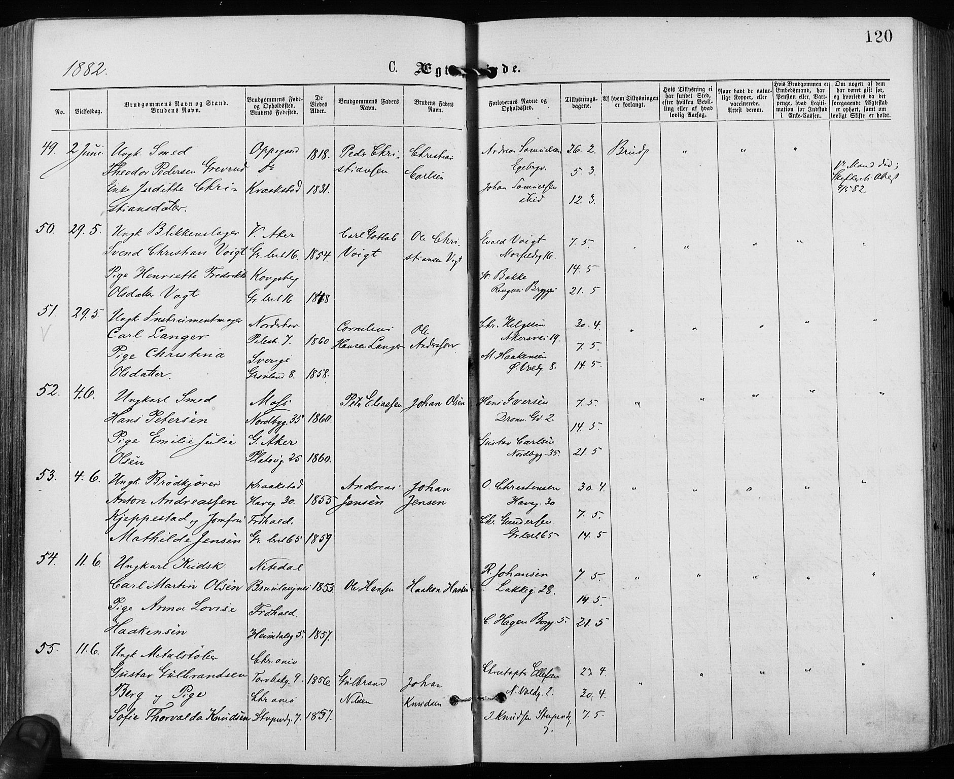 Grønland prestekontor Kirkebøker, SAO/A-10848/F/Fa/L0006: Parish register (official) no. 6, 1877-1886, p. 120