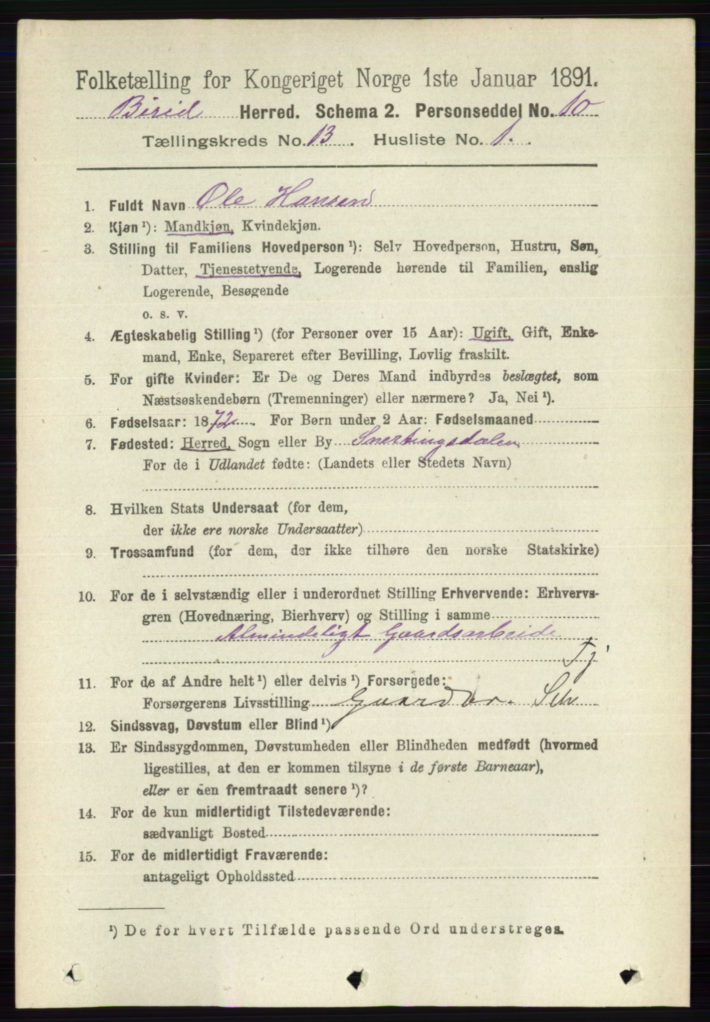 RA, 1891 census for 0525 Biri, 1891, p. 5320