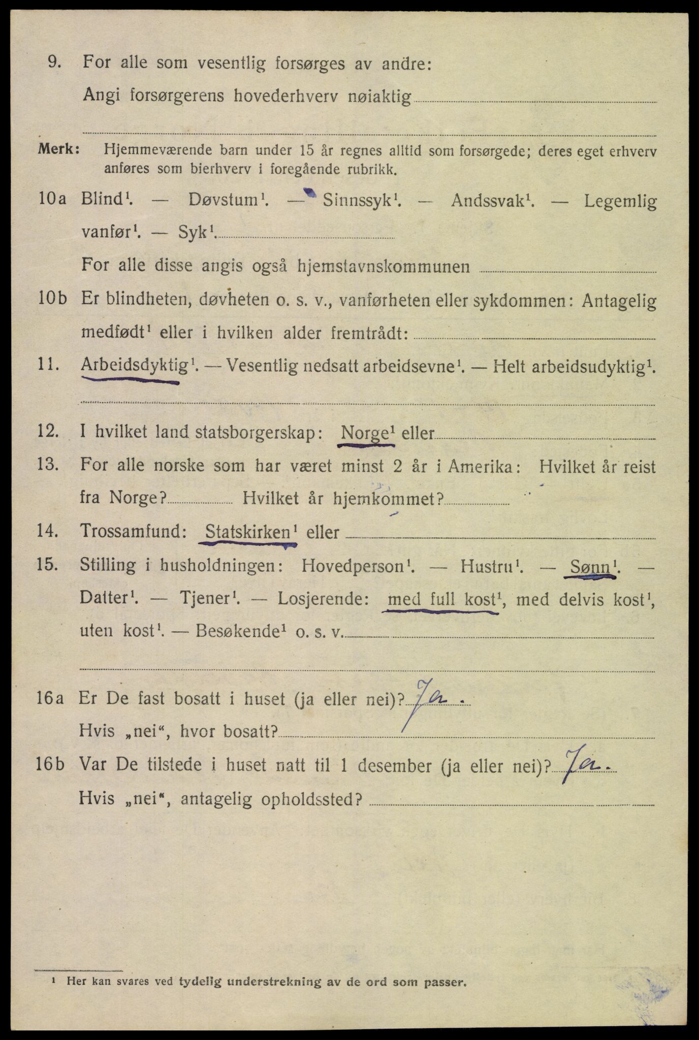 SAK, 1920 census for Mandal, 1920, p. 3310