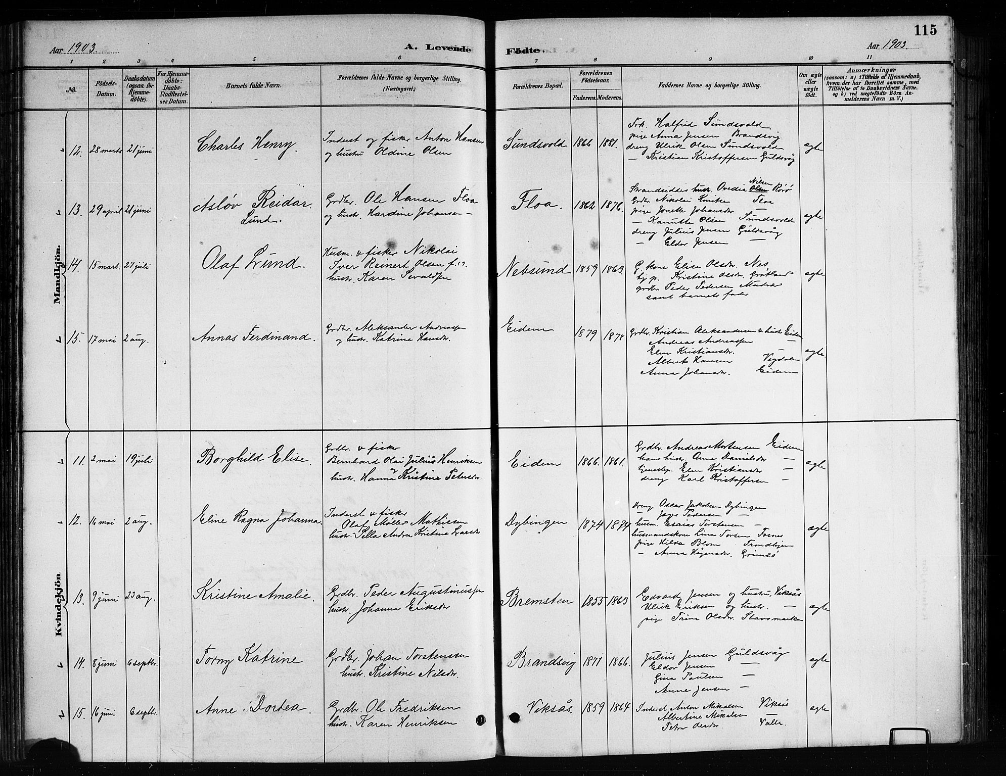 Ministerialprotokoller, klokkerbøker og fødselsregistre - Nordland, AV/SAT-A-1459/816/L0253: Parish register (copy) no. 816C03, 1886-1905, p. 115