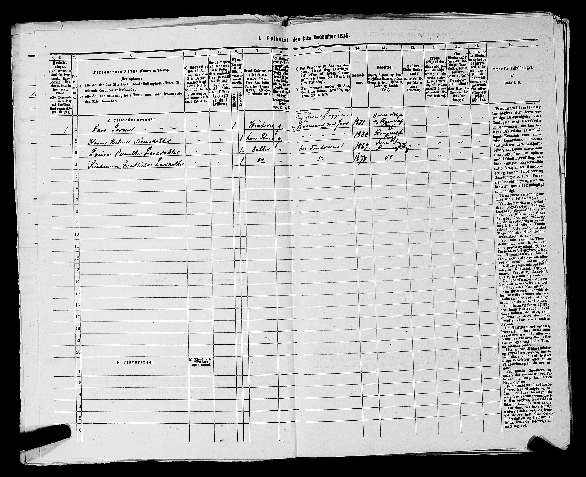 SAKO, 1875 census for 0715P Botne, 1875, p. 700