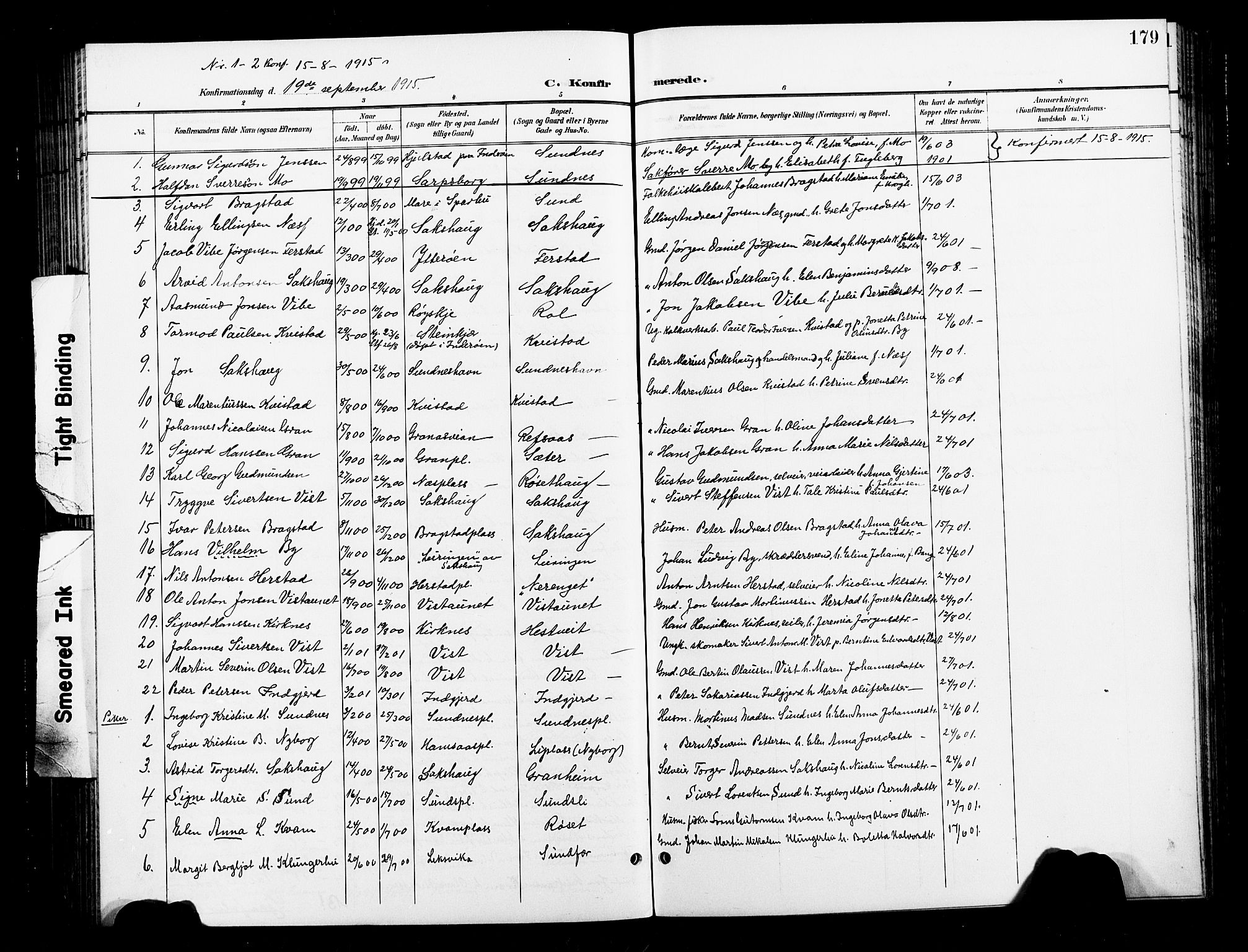 Ministerialprotokoller, klokkerbøker og fødselsregistre - Nord-Trøndelag, SAT/A-1458/730/L0302: Parish register (copy) no. 730C05, 1898-1924, p. 179