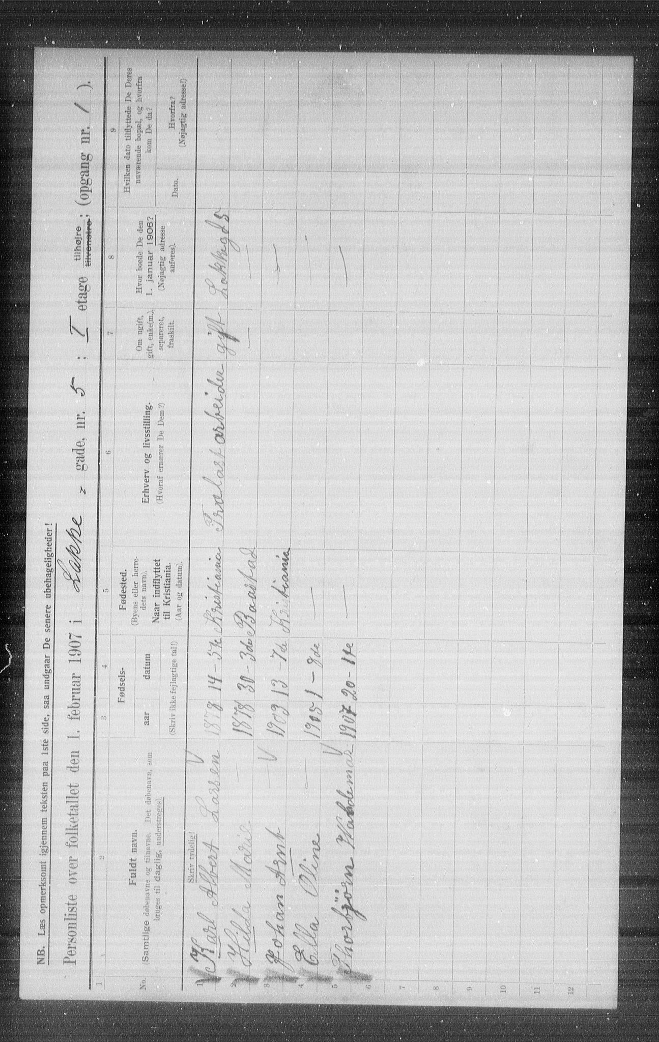 OBA, Municipal Census 1907 for Kristiania, 1907, p. 28241