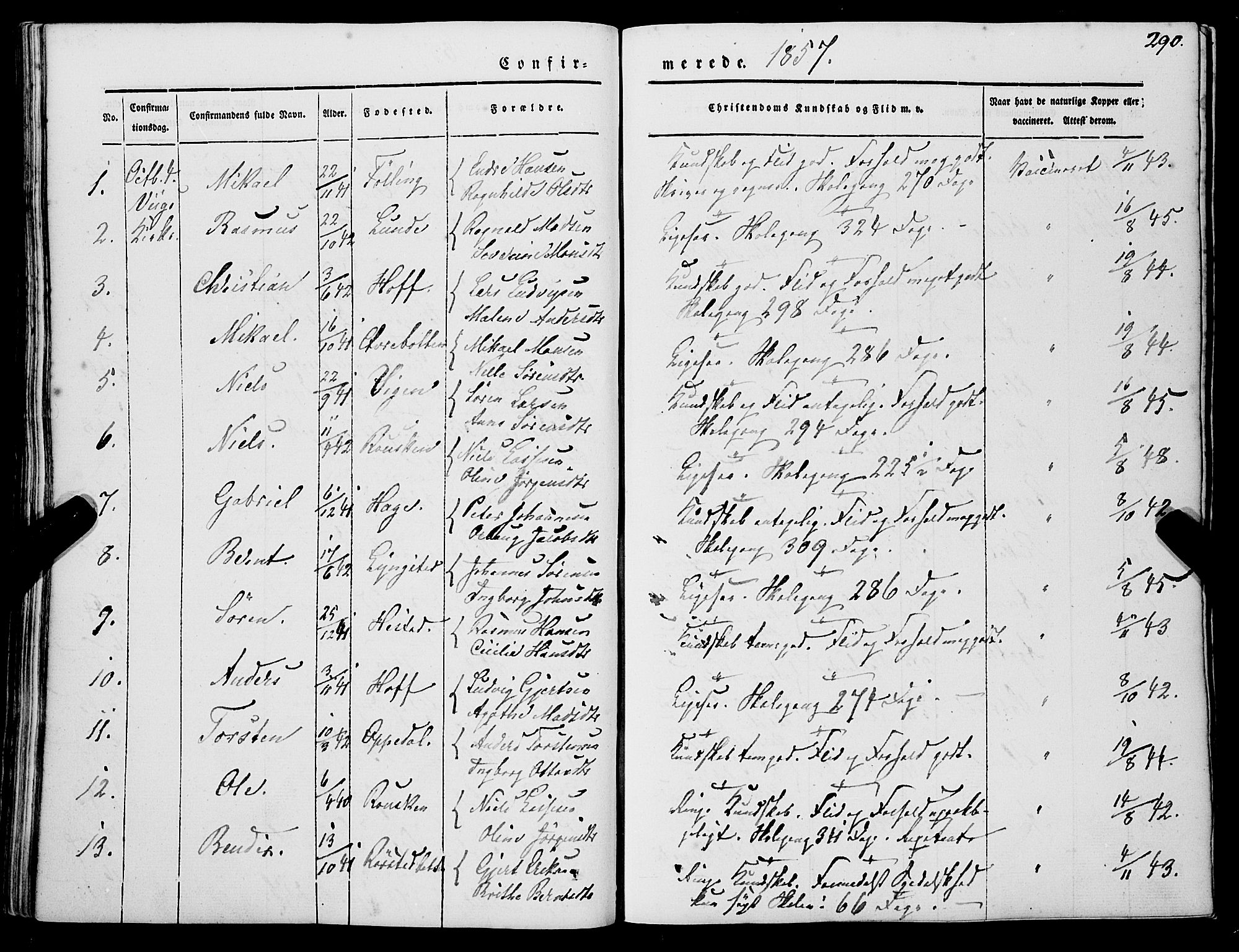 Gaular sokneprestembete, AV/SAB-A-80001/H/Haa: Parish register (official) no. A 4I, 1840-1859, p. 290