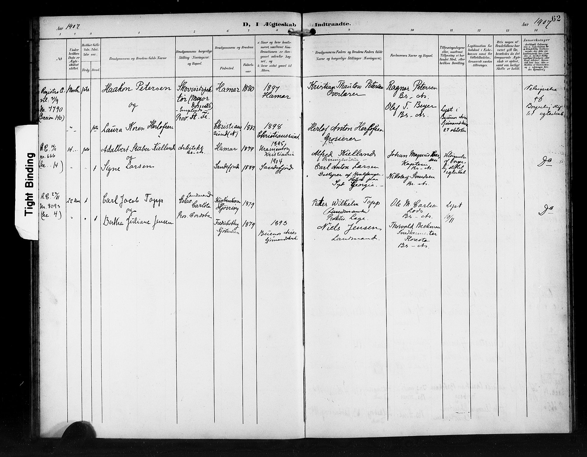 Den norske sjømannsmisjon i utlandet/Syd-Amerika (Buenos Aires m.fl.), SAB/SAB/PA-0118/H/Ha/L0002: Parish register (official) no. A 2, 1899-1919, p. 62
