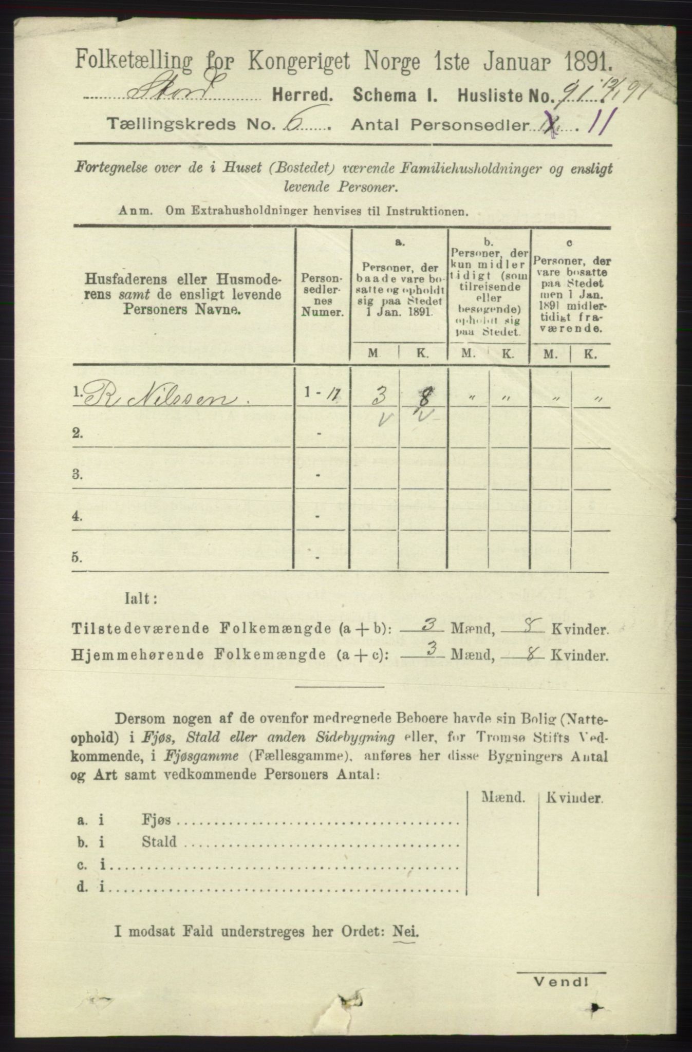 RA, 1891 census for 1221 Stord, 1891, p. 2162