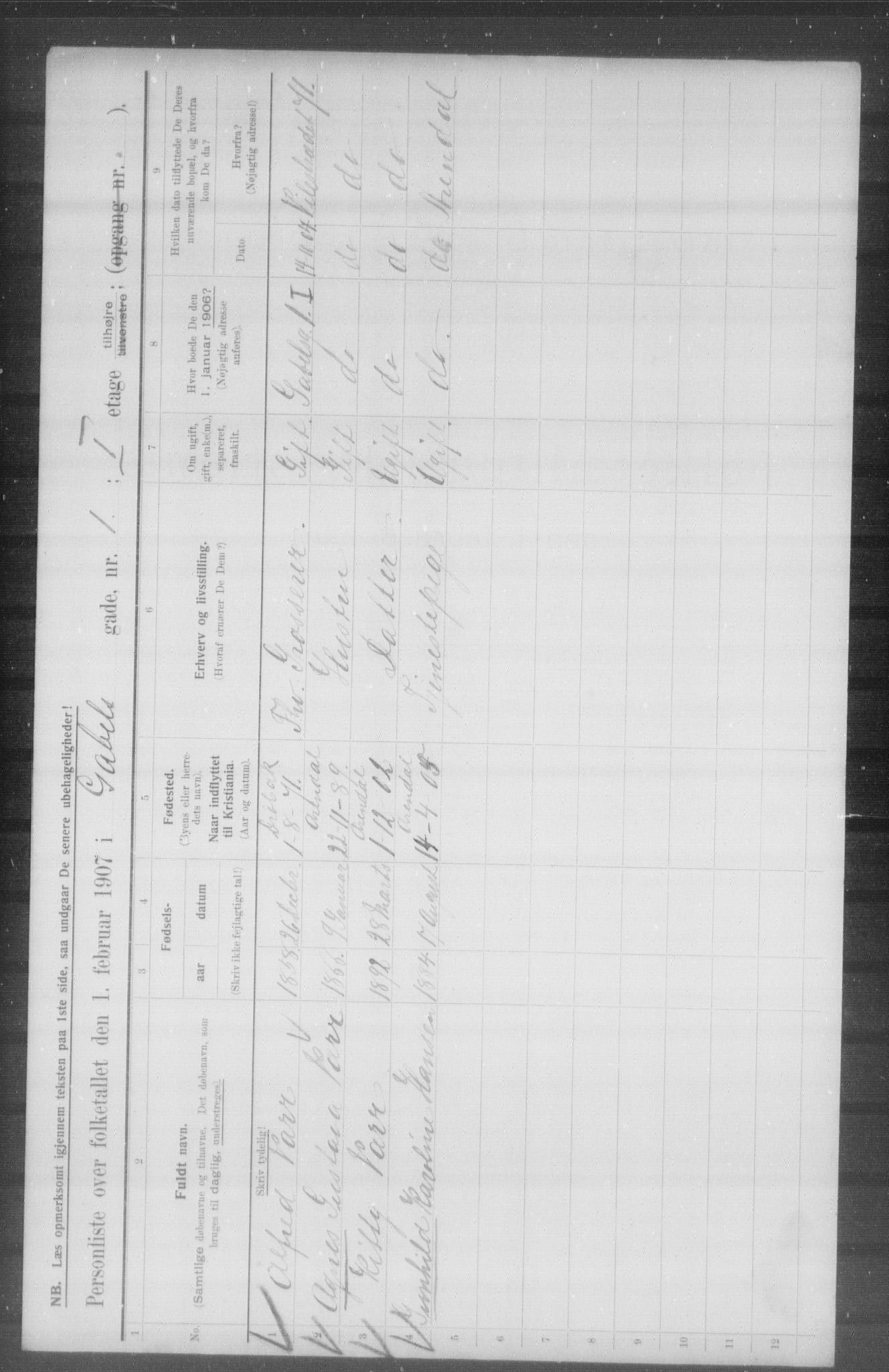 OBA, Municipal Census 1907 for Kristiania, 1907, p. 14481