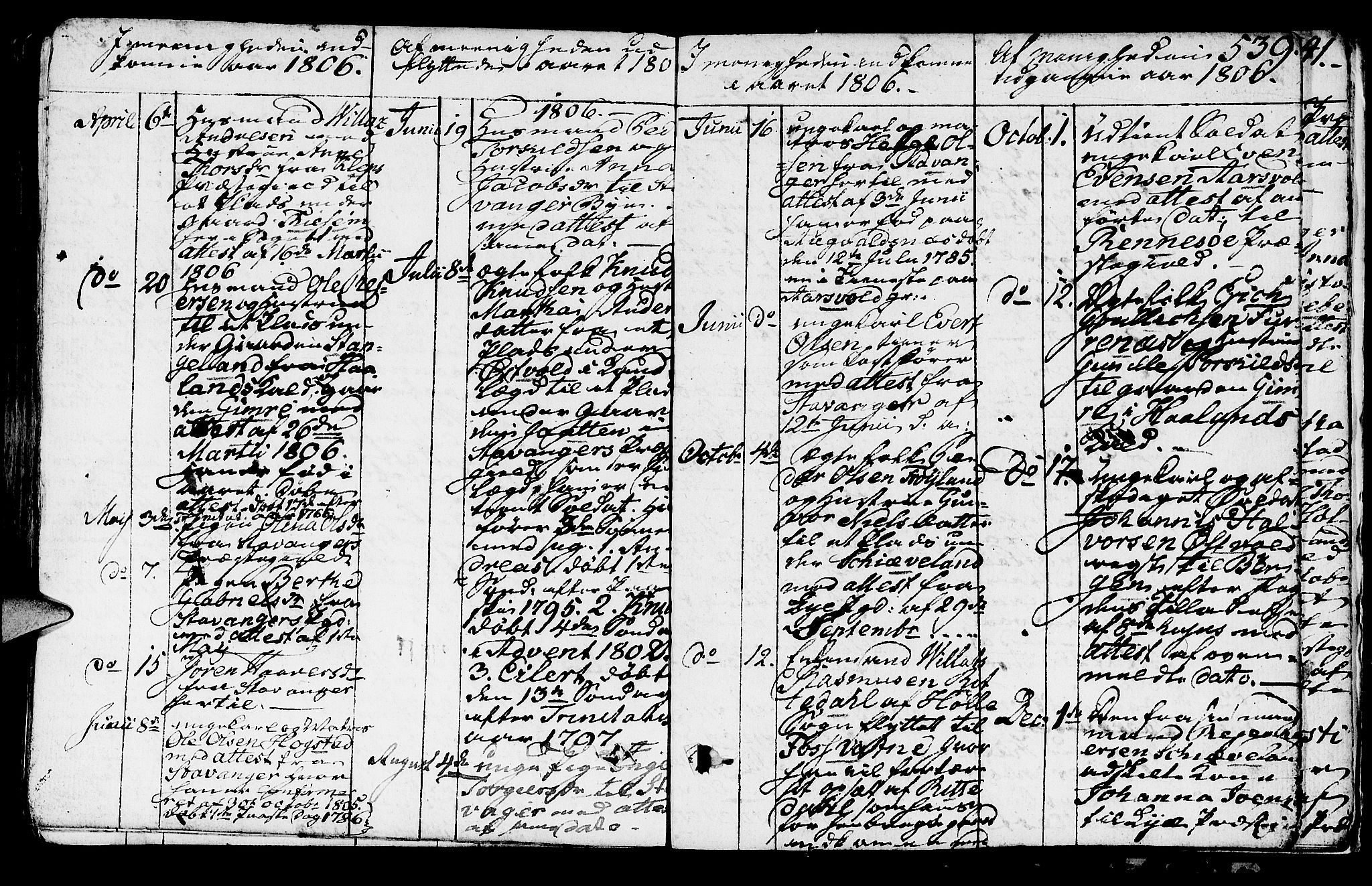Høyland sokneprestkontor, SAST/A-101799/001/30BA/L0005: Parish register (official) no. A 5, 1804-1815, p. 539