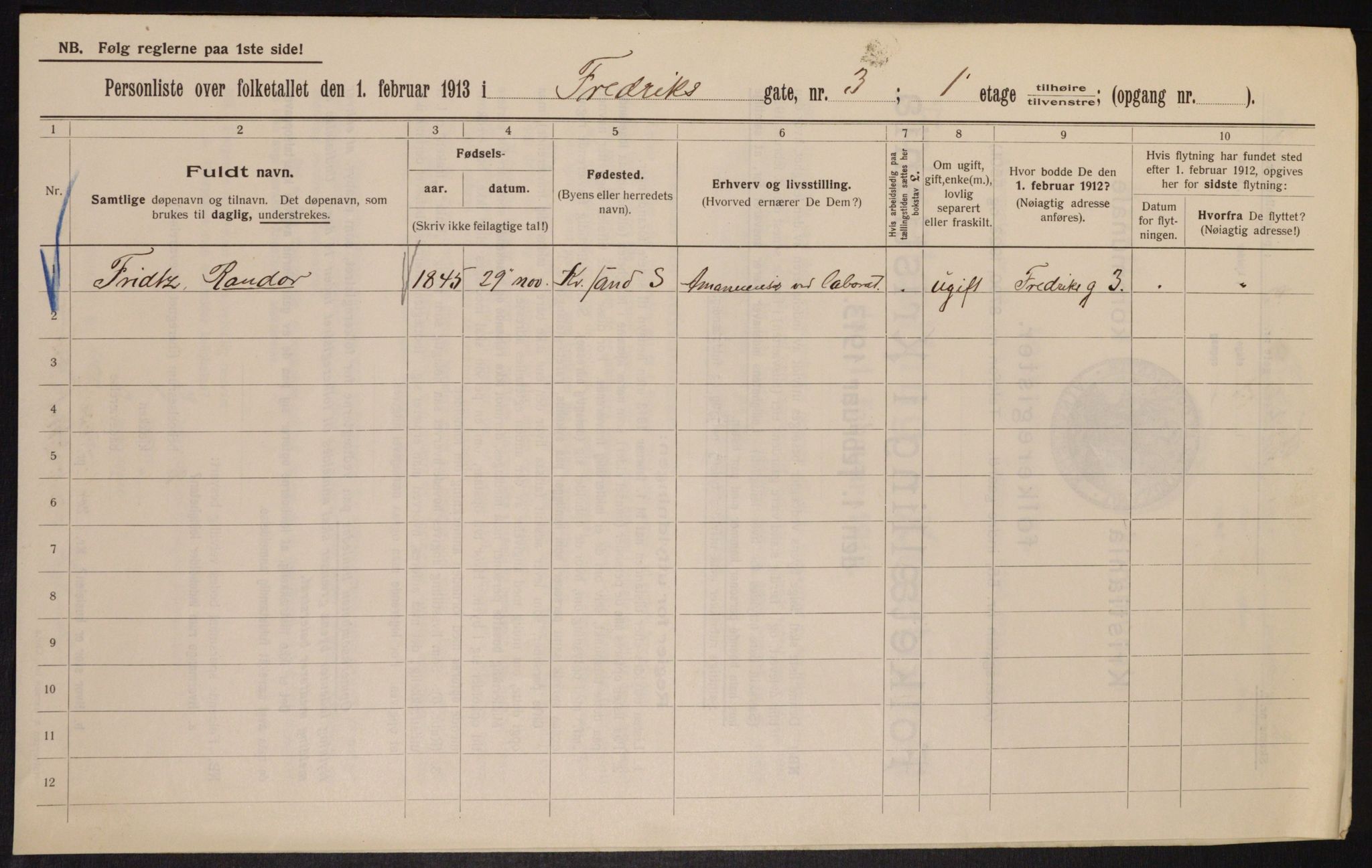 OBA, Municipal Census 1913 for Kristiania, 1913, p. 26766