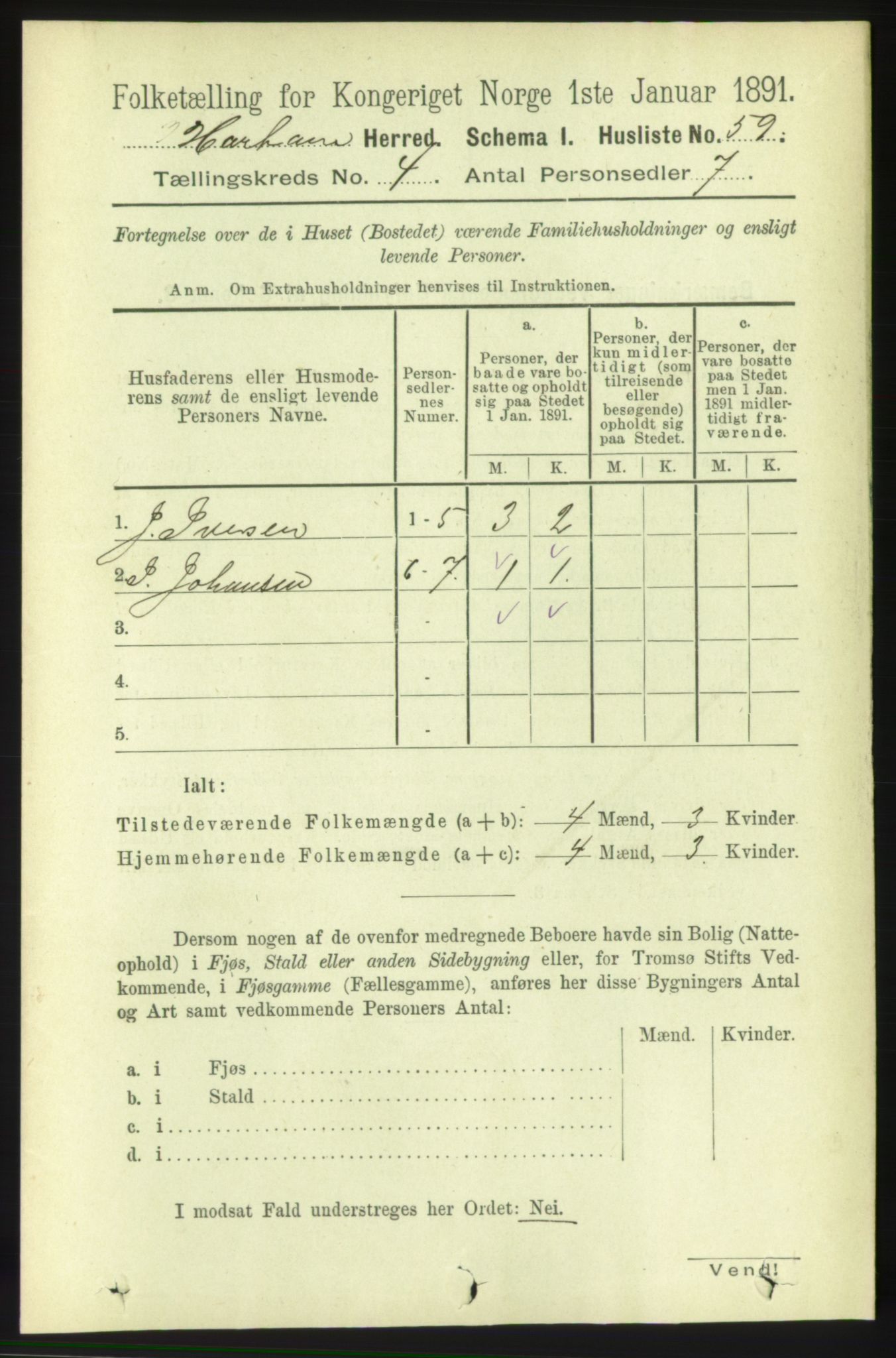 RA, 1891 census for 1534 Haram, 1891, p. 1816