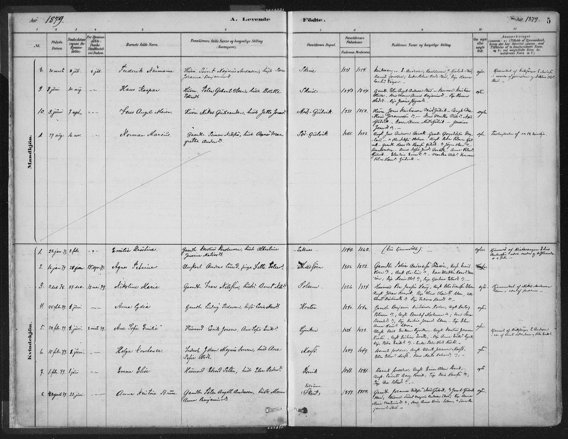 Ministerialprotokoller, klokkerbøker og fødselsregistre - Nord-Trøndelag, AV/SAT-A-1458/788/L0697: Parish register (official) no. 788A04, 1878-1902, p. 5