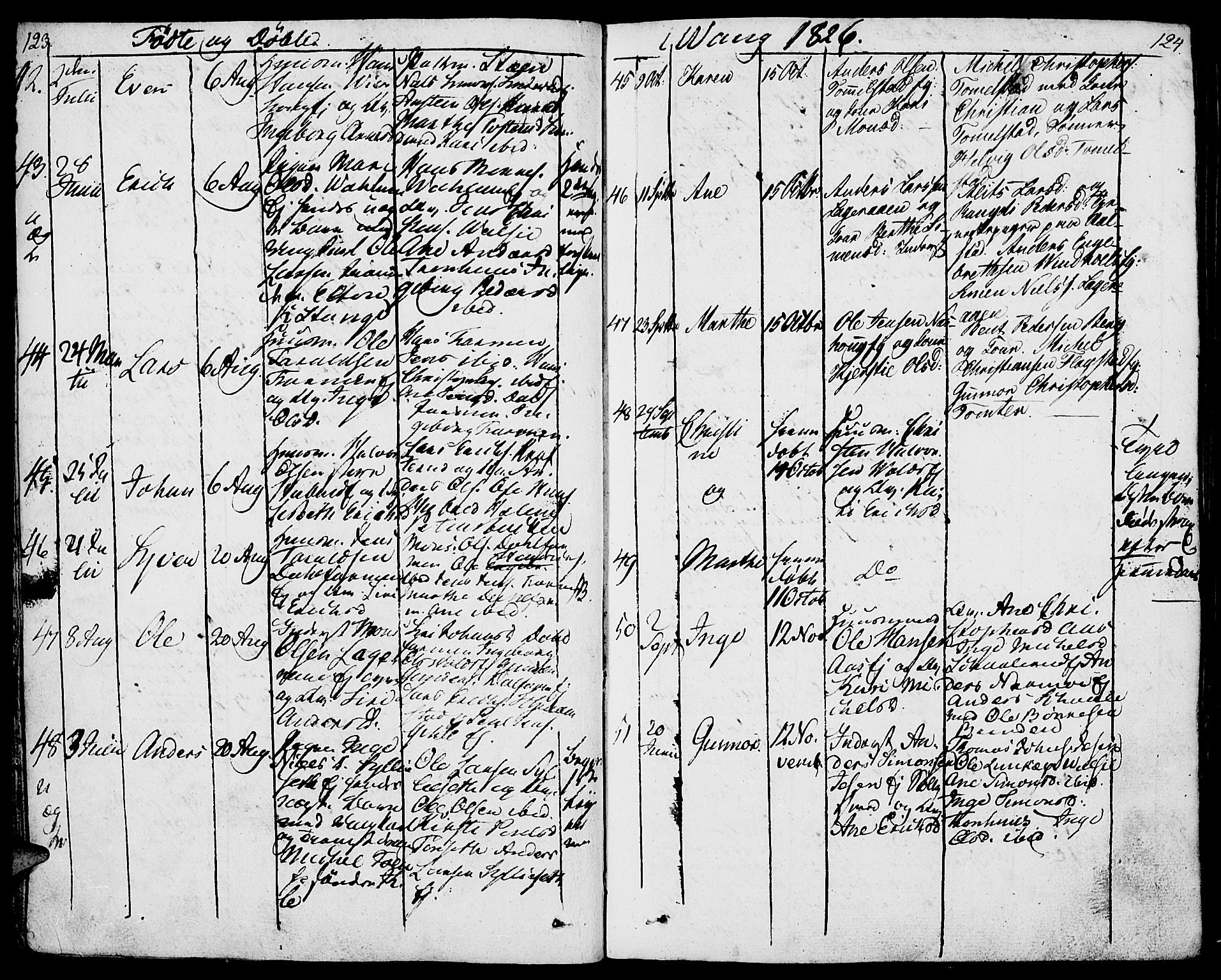 Vang prestekontor, Hedmark, AV/SAH-PREST-008/H/Ha/Haa/L0006: Parish register (official) no. 6 /1, 1809-1827, p. 123-124