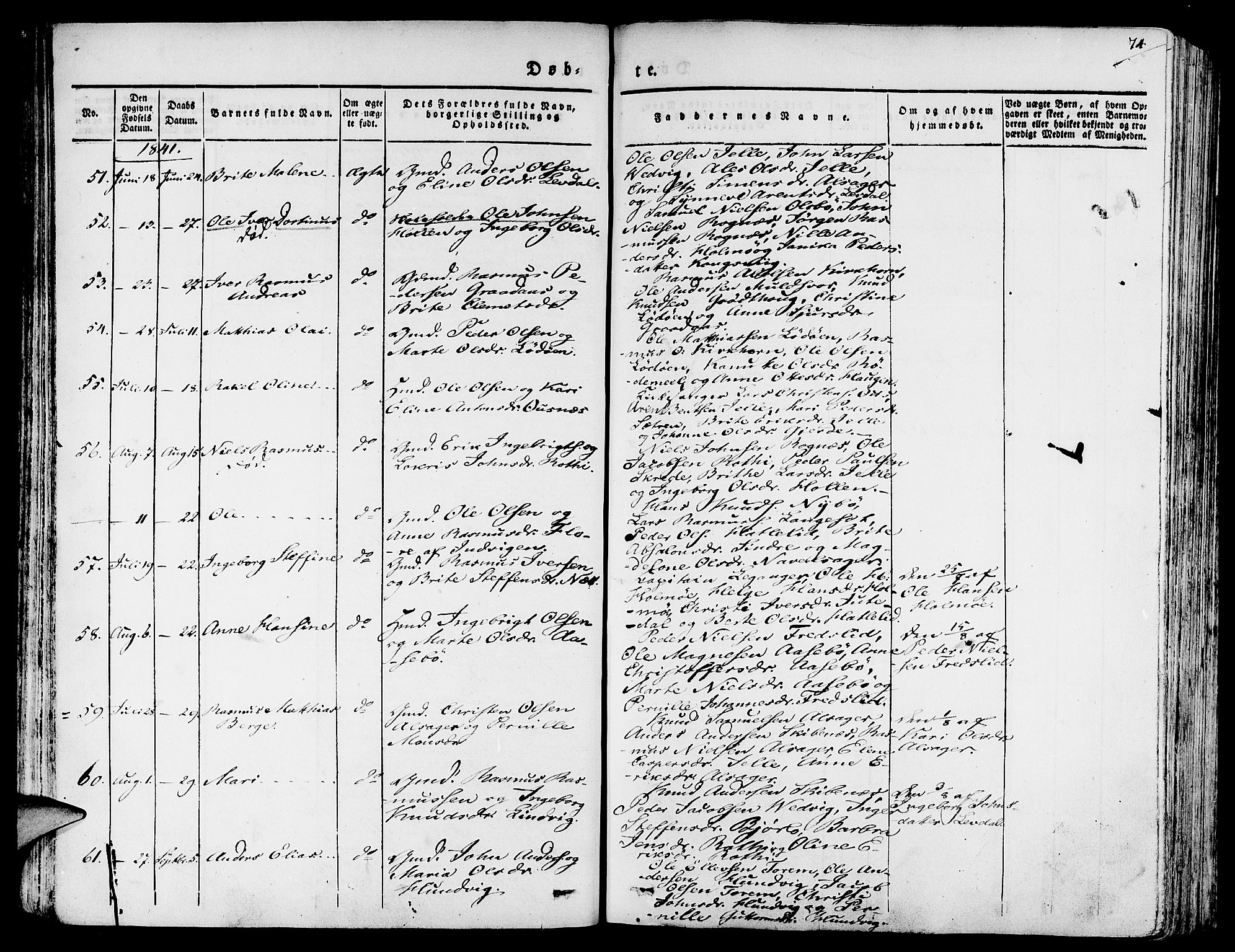 Eid sokneprestembete, AV/SAB-A-82301/H/Haa/Haaa/L0006: Parish register (official) no. A 6, 1831-1843, p. 74