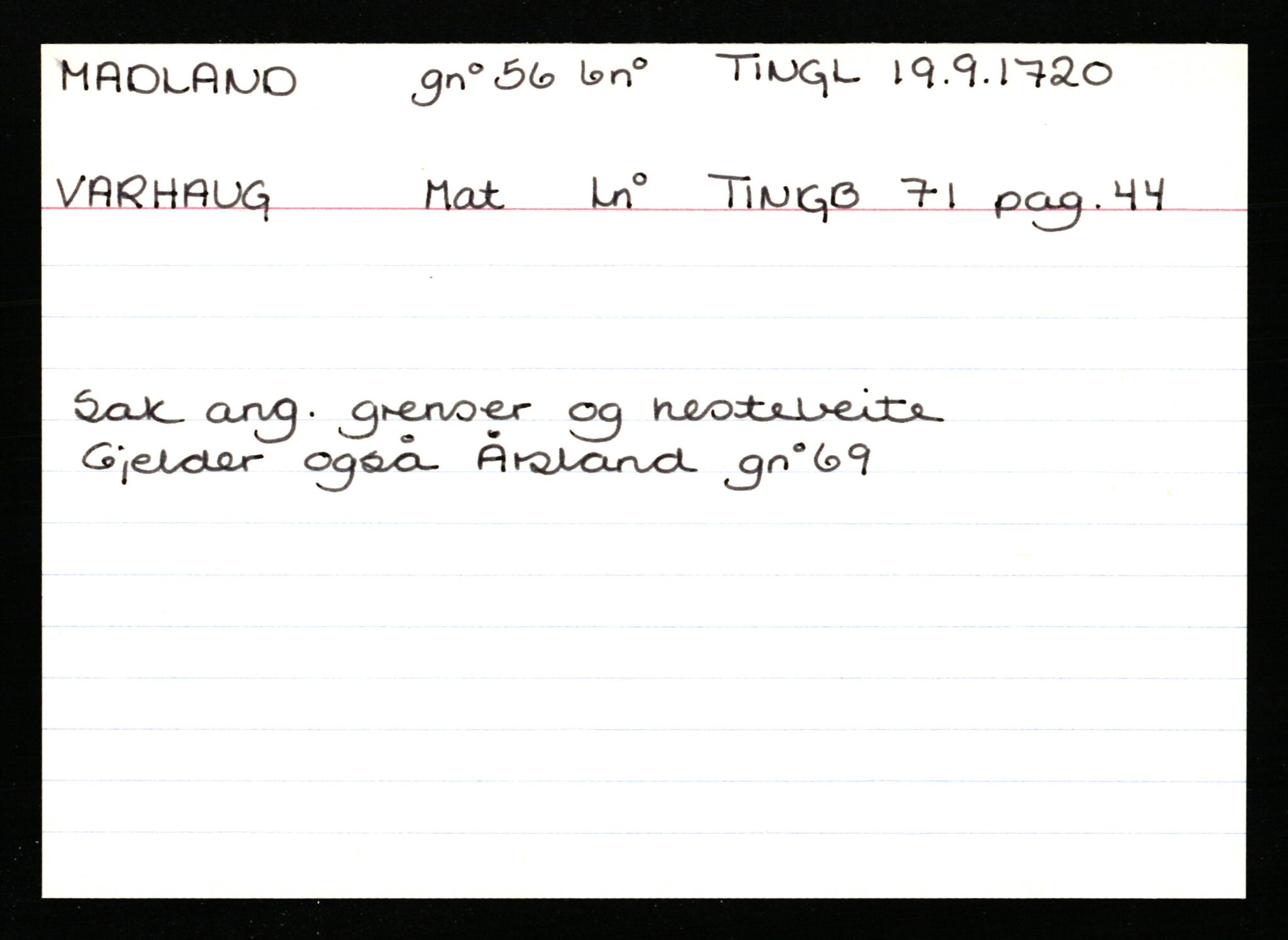 Statsarkivet i Stavanger, AV/SAST-A-101971/03/Y/Ym/L0037: Åstedskort sortert etter gårdsnavn: Lædre - Mauland, 1600-1950, p. 220