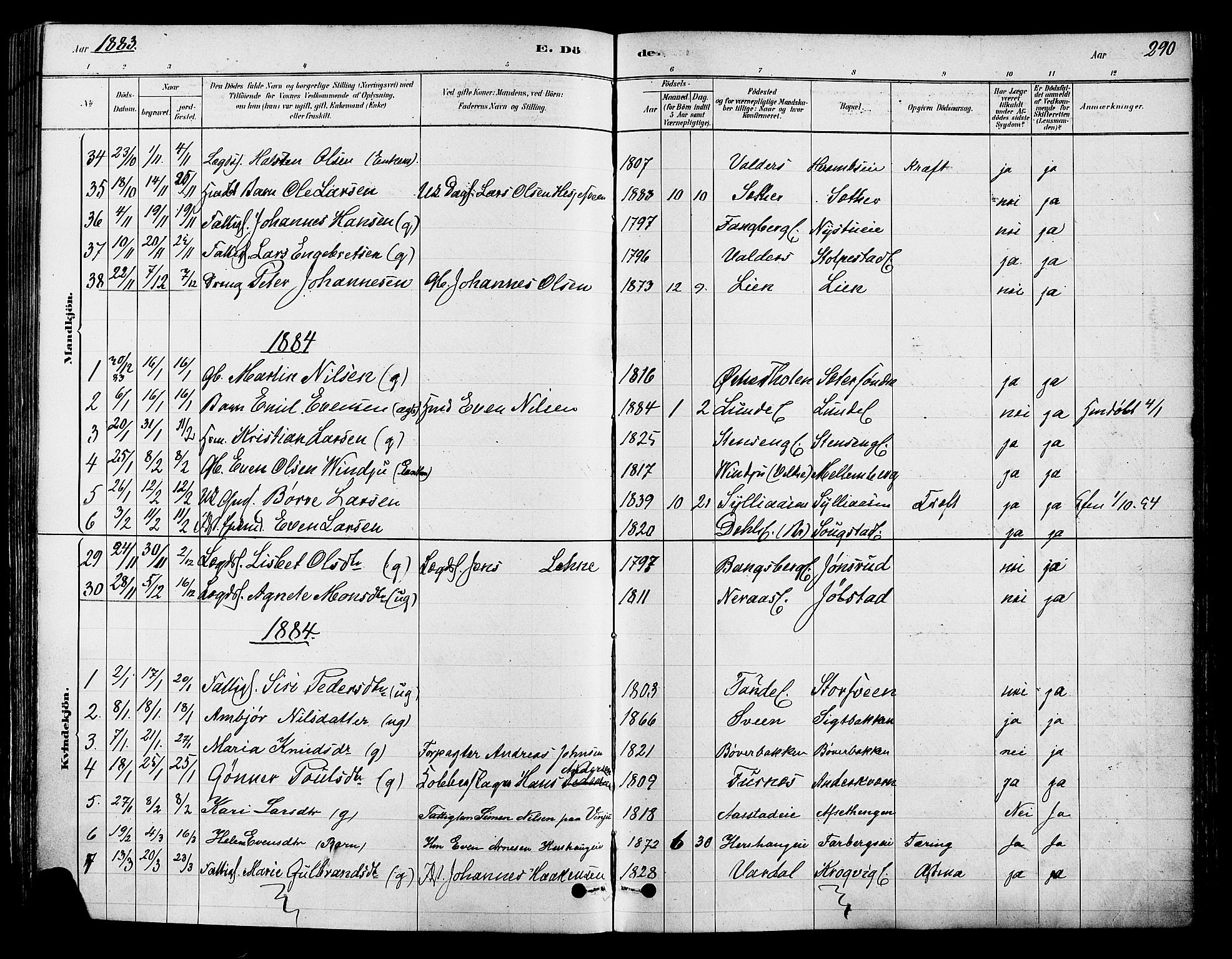 Ringsaker prestekontor, SAH/PREST-014/K/Ka/L0012: Parish register (official) no. 12, 1879-1890, p. 290