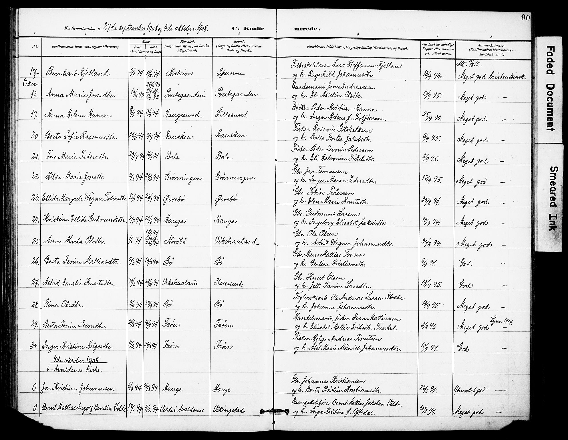 Torvastad sokneprestkontor, AV/SAST-A -101857/H/Ha/Haa/L0017: Parish register (official) no. A 16, 1899-1911, p. 90