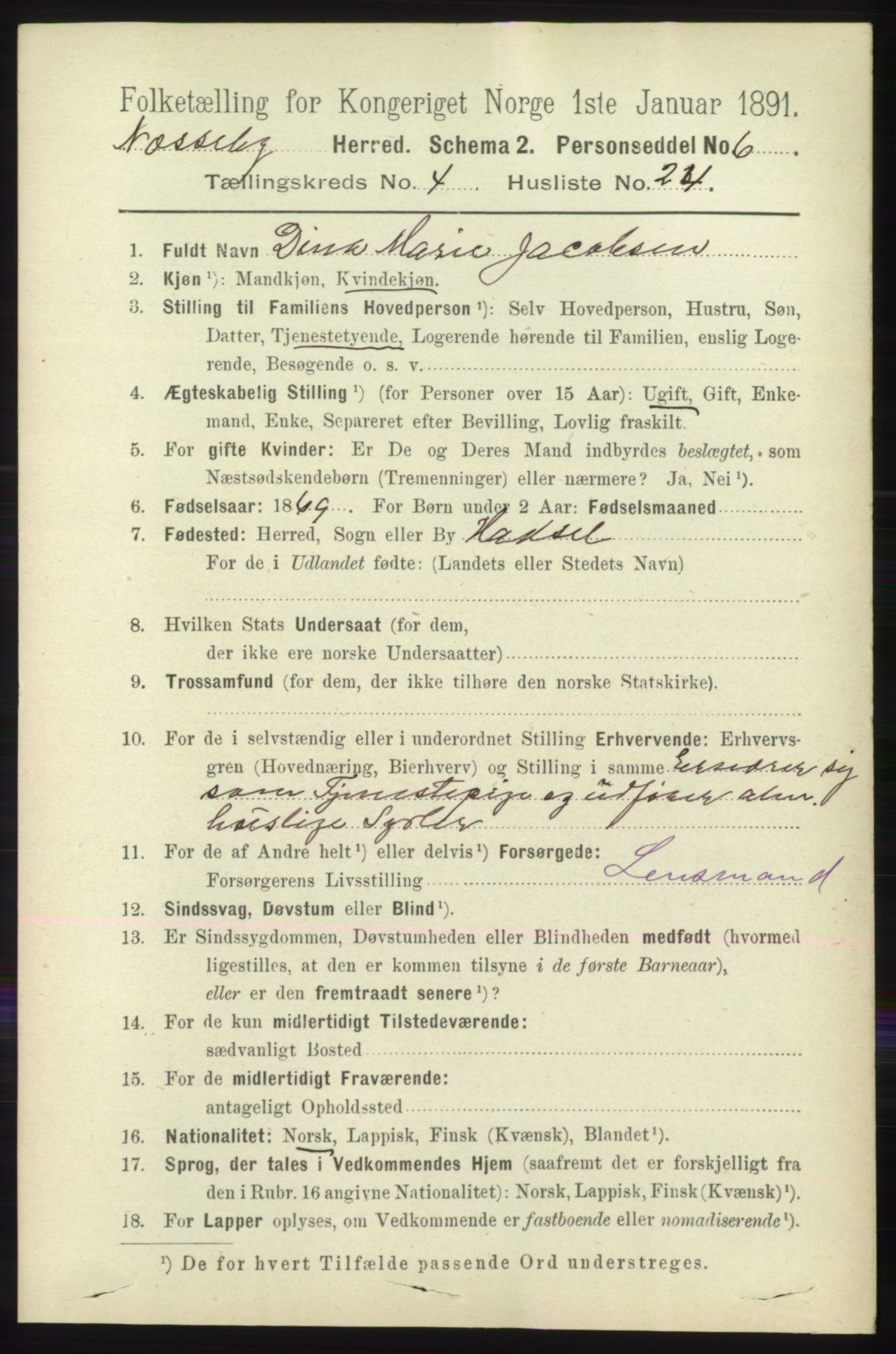 RA, 1891 census for 2027 Nesseby, 1891, p. 1393