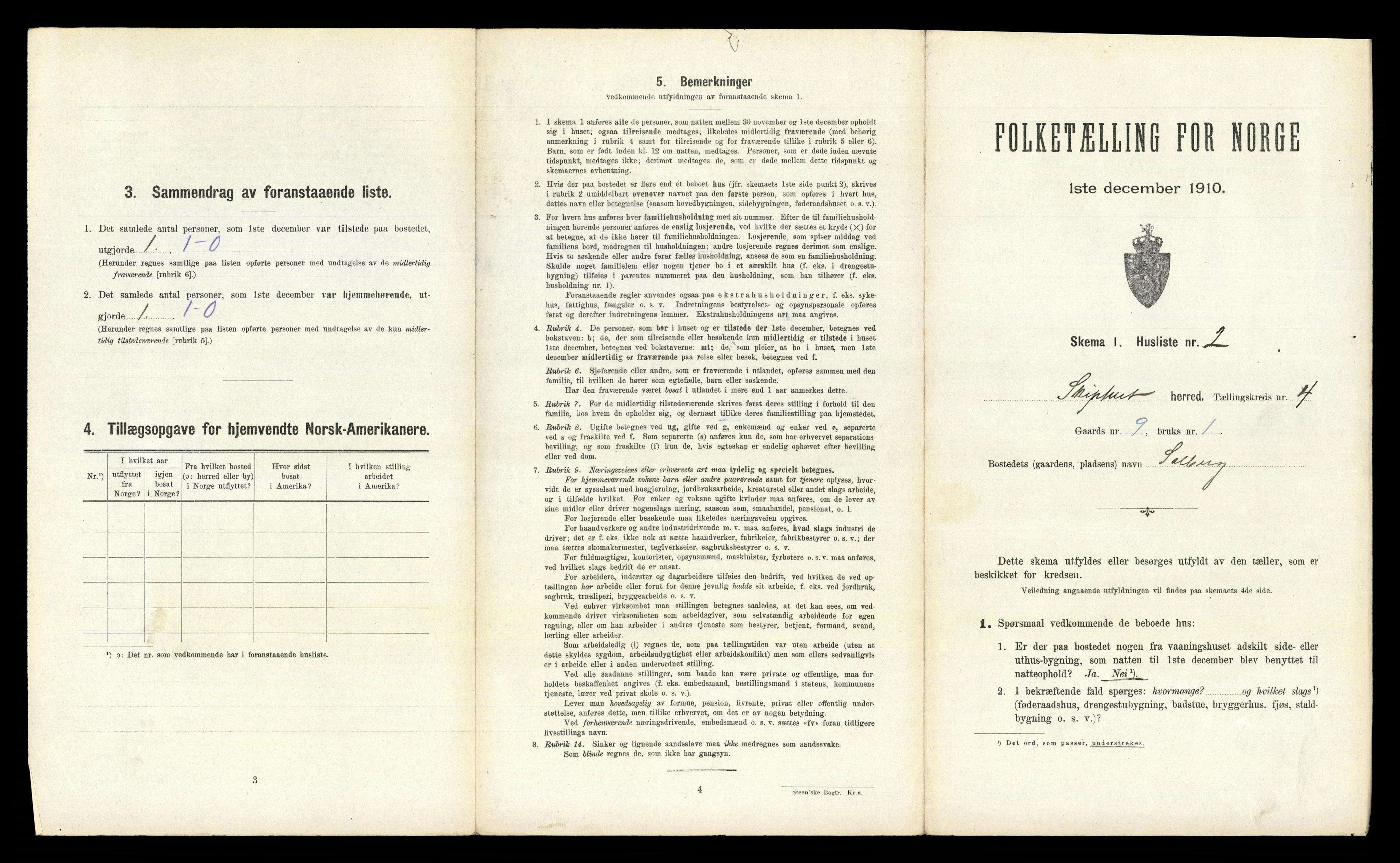 RA, 1910 census for Skiptvet, 1910, p. 539