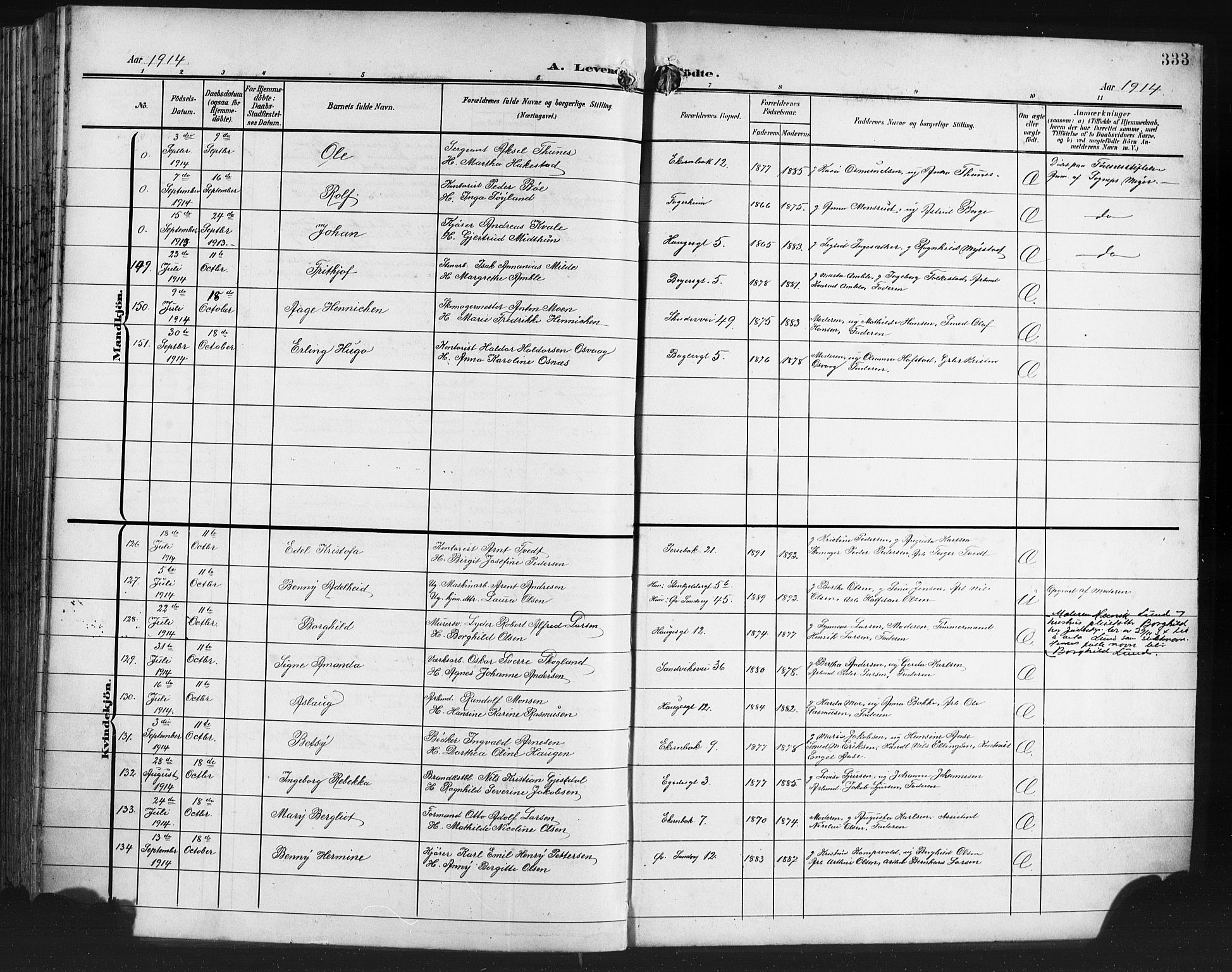 Sandviken Sokneprestembete, AV/SAB-A-77601/H/Hb/L0004: Parish register (copy) no. B 1, 1901-1914, p. 333