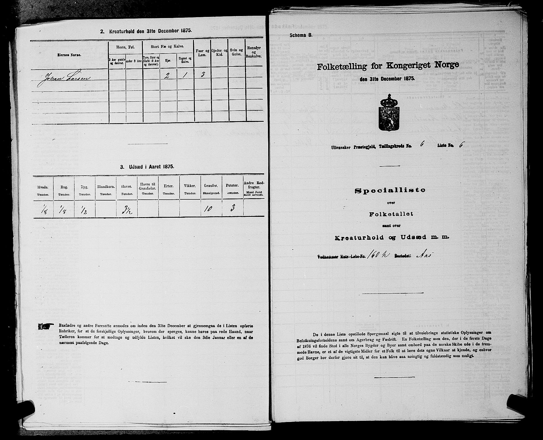 RA, 1875 census for 0235P Ullensaker, 1875, p. 772