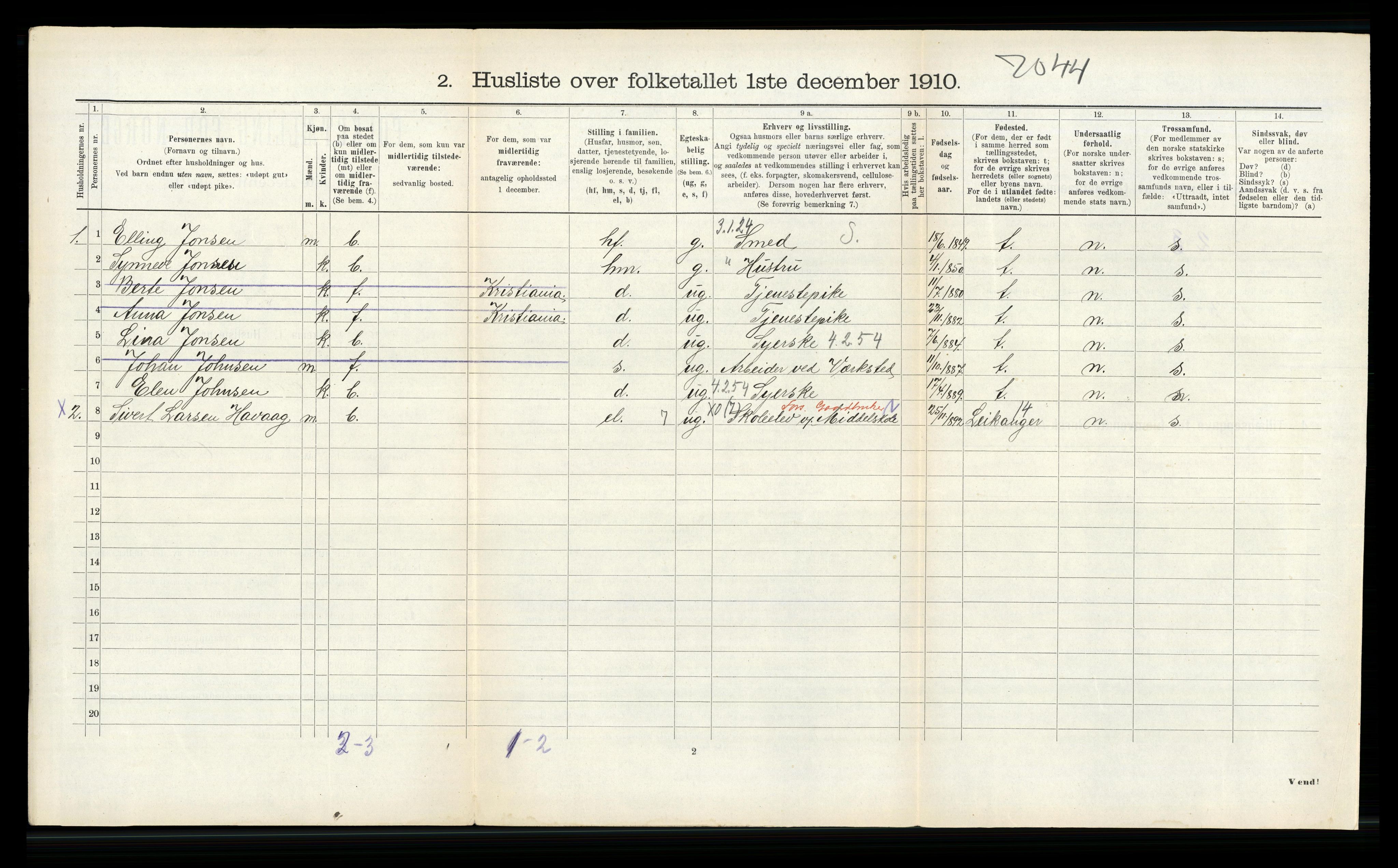 RA, 1910 census for Volda, 1910, p. 723