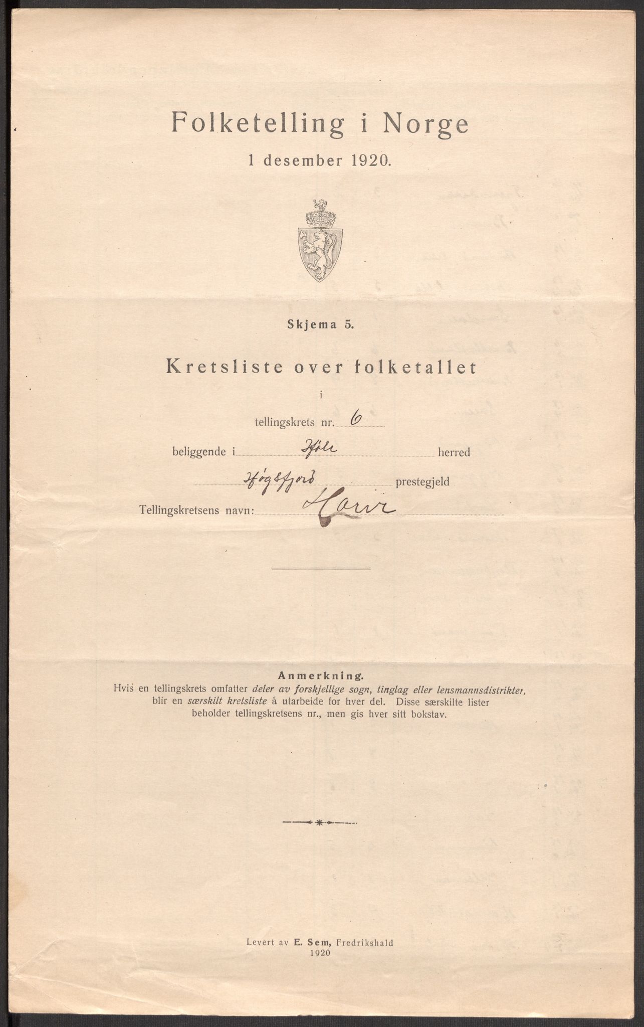 SAST, 1920 census for Høle, 1920, p. 27