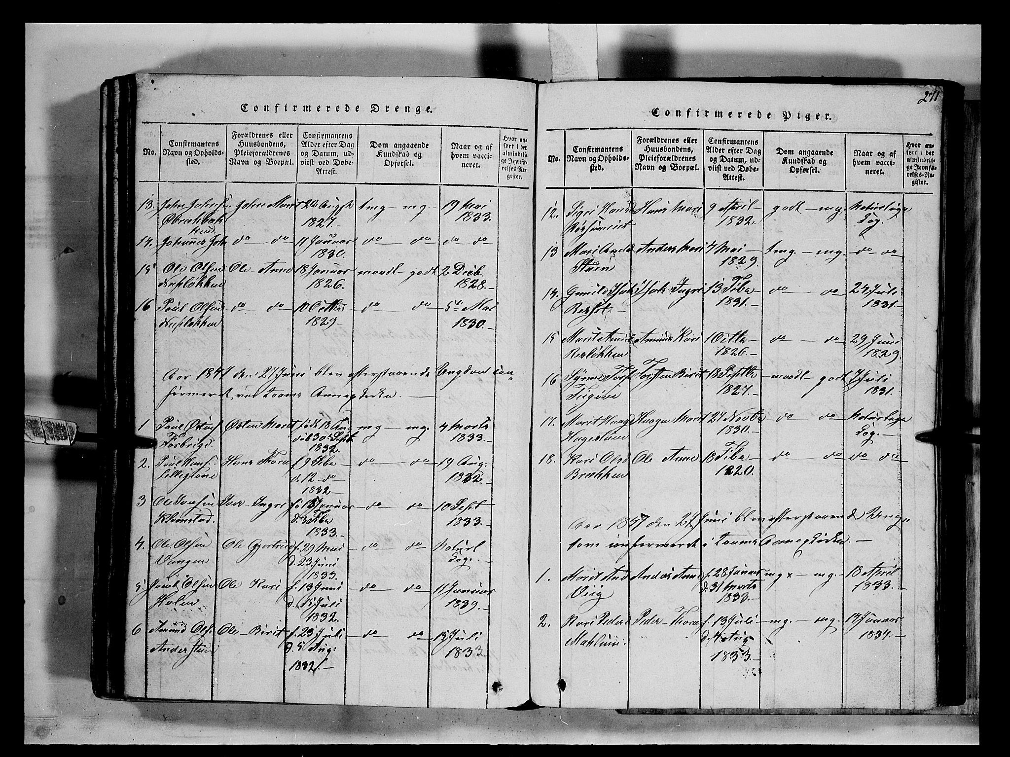Fron prestekontor, SAH/PREST-078/H/Ha/Hab/L0002: Parish register (copy) no. 2, 1816-1850, p. 271