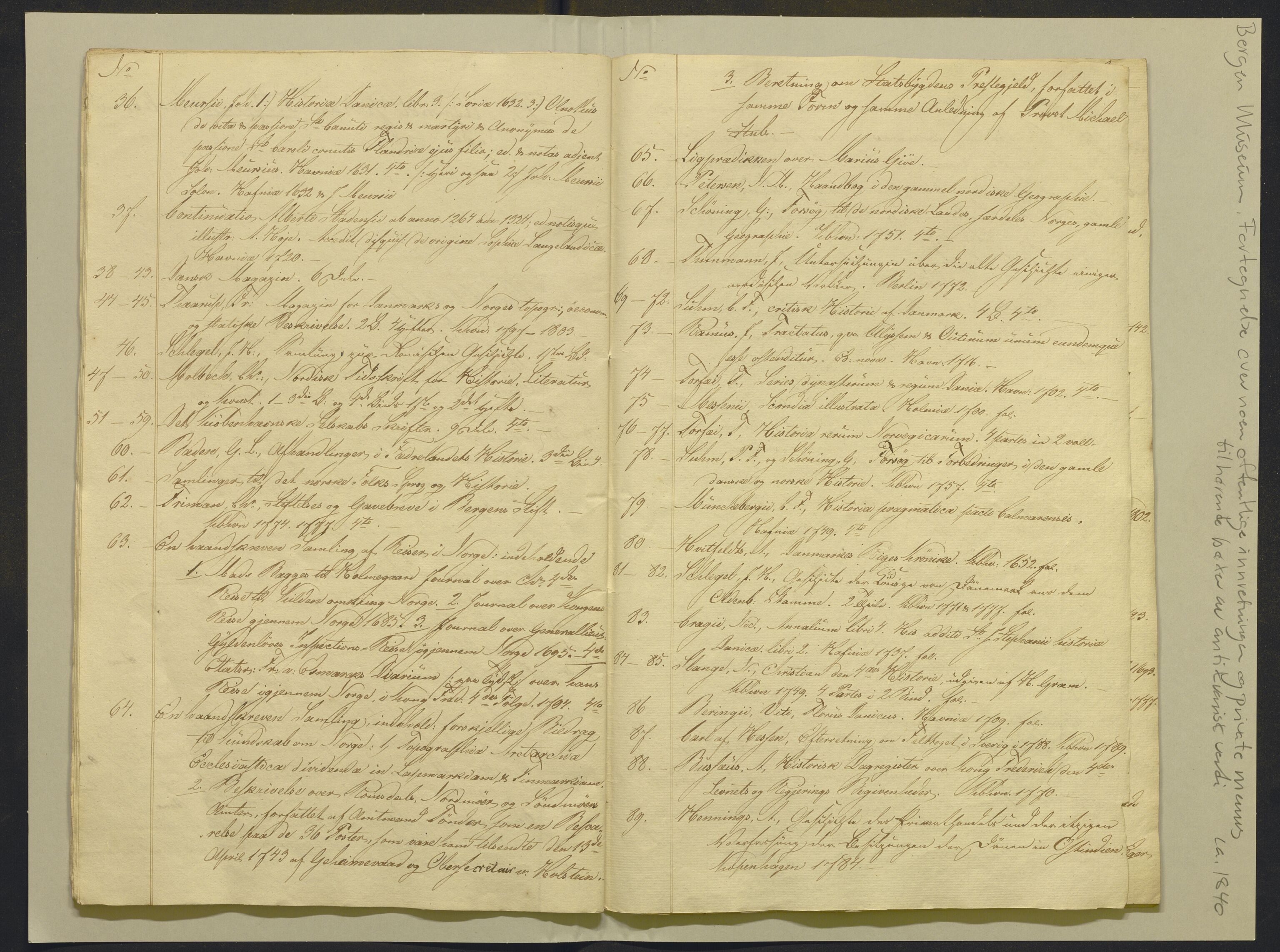 Bergens Museum, AV/SAB-A-17301/02/F/L0001: Kataloger over gjenstander og pergamentbrev , 1825-1880, p. 204
