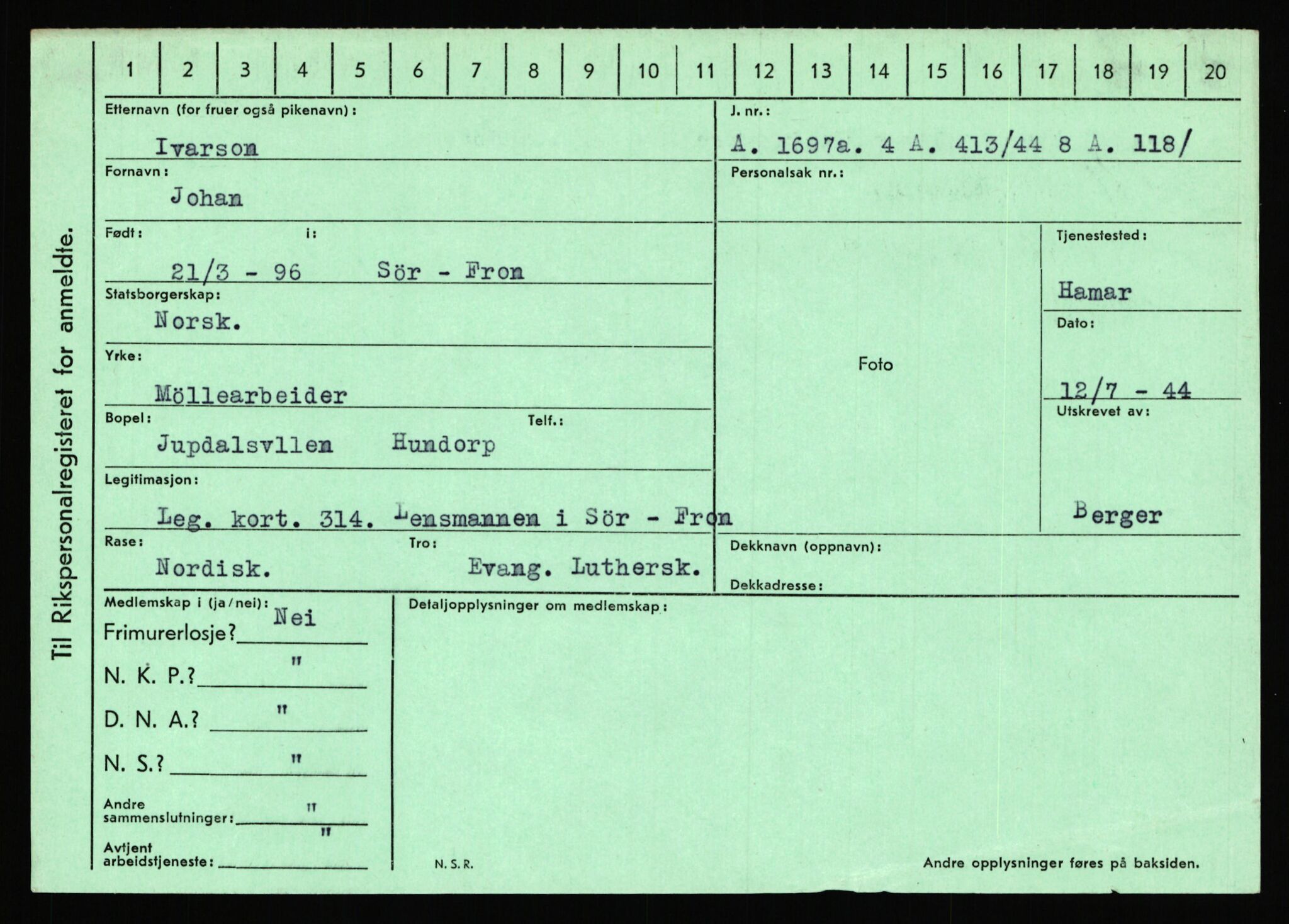 Statspolitiet - Hovedkontoret / Osloavdelingen, AV/RA-S-1329/C/Ca/L0007: Hol - Joelsen, 1943-1945, p. 2615