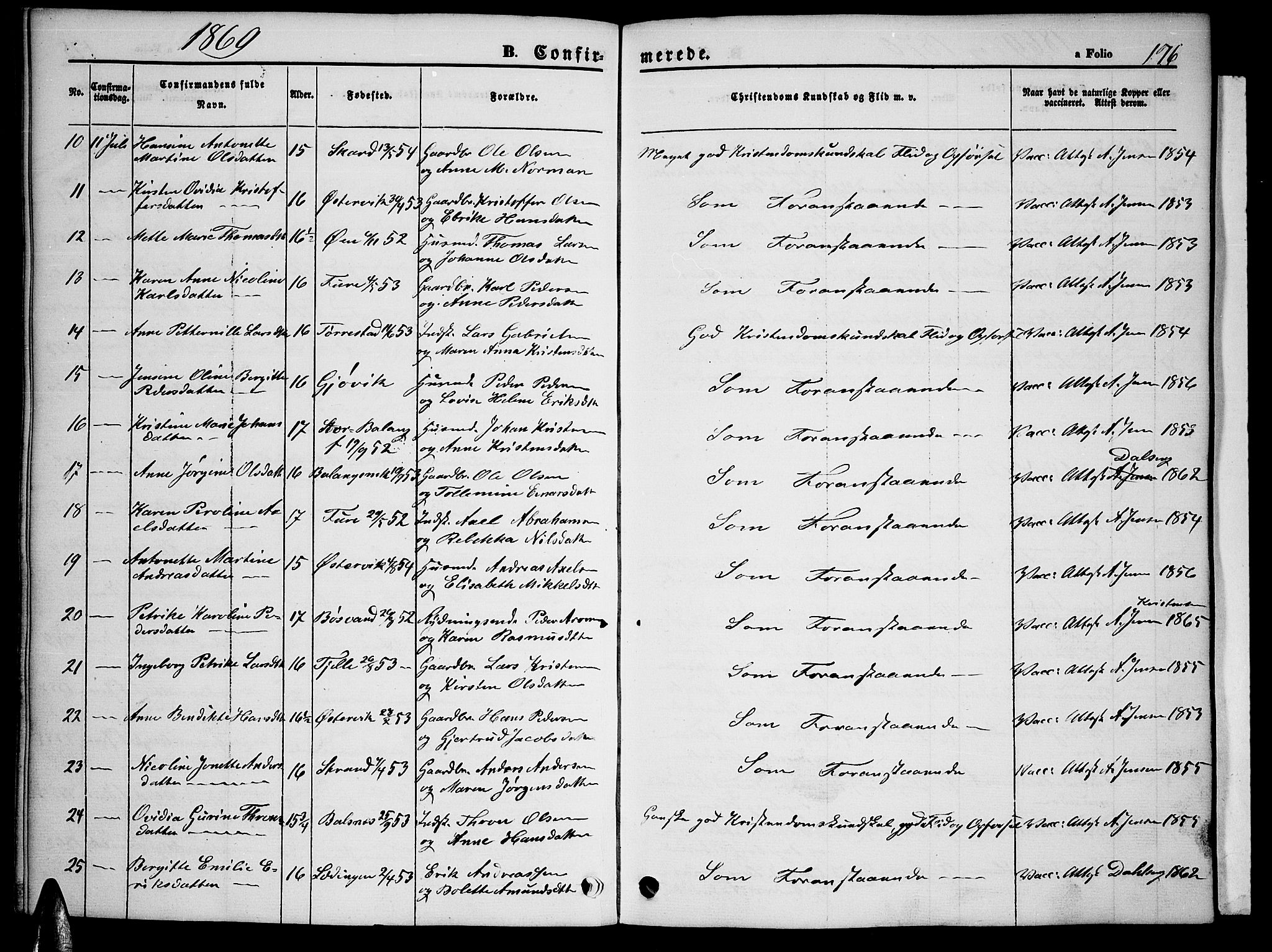 Ministerialprotokoller, klokkerbøker og fødselsregistre - Nordland, SAT/A-1459/863/L0912: Parish register (copy) no. 863C02, 1858-1876, p. 176