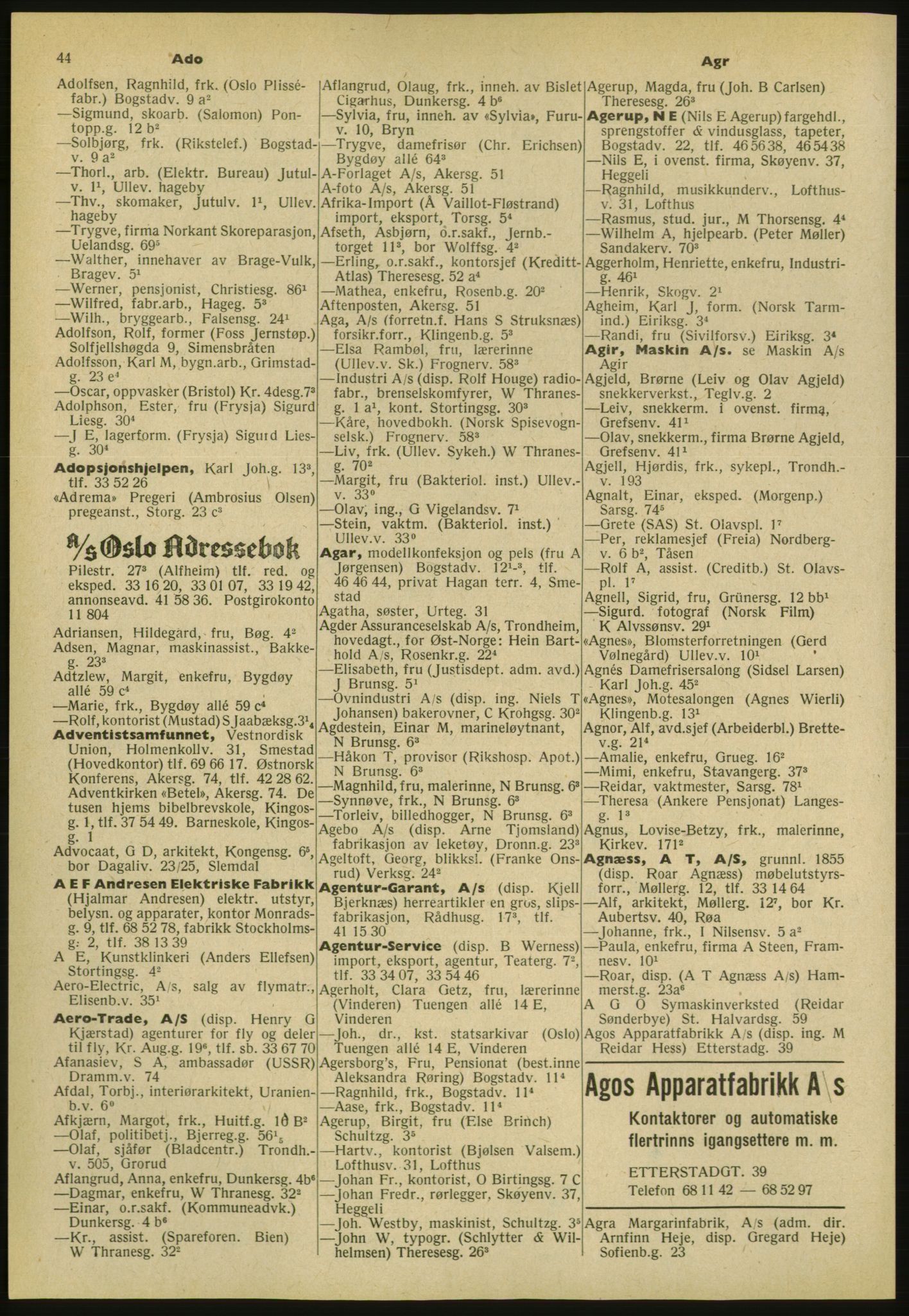 Kristiania/Oslo adressebok, PUBL/-, 1952, p. 44