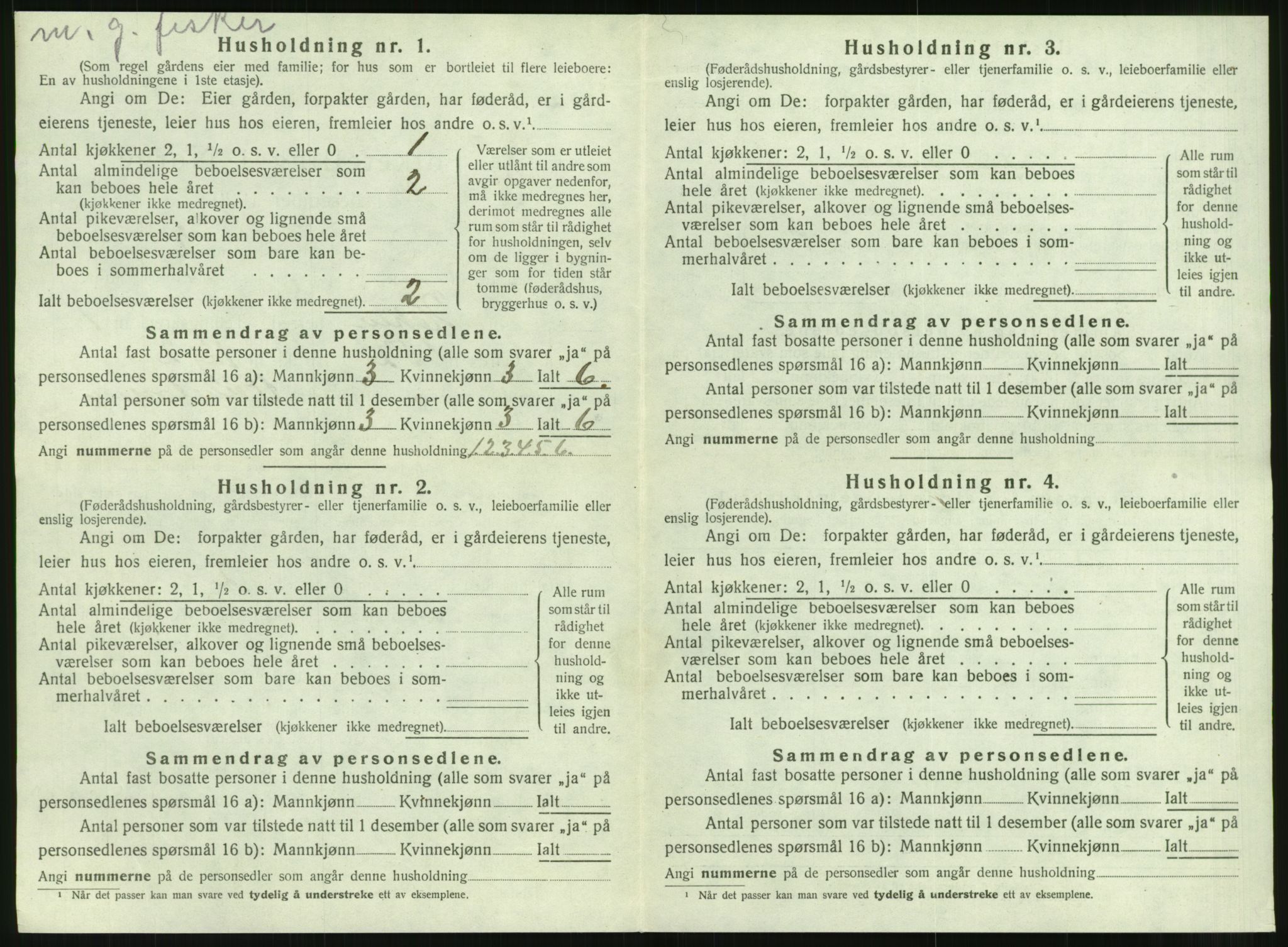 SAT, 1920 census for Hopen, 1920, p. 29