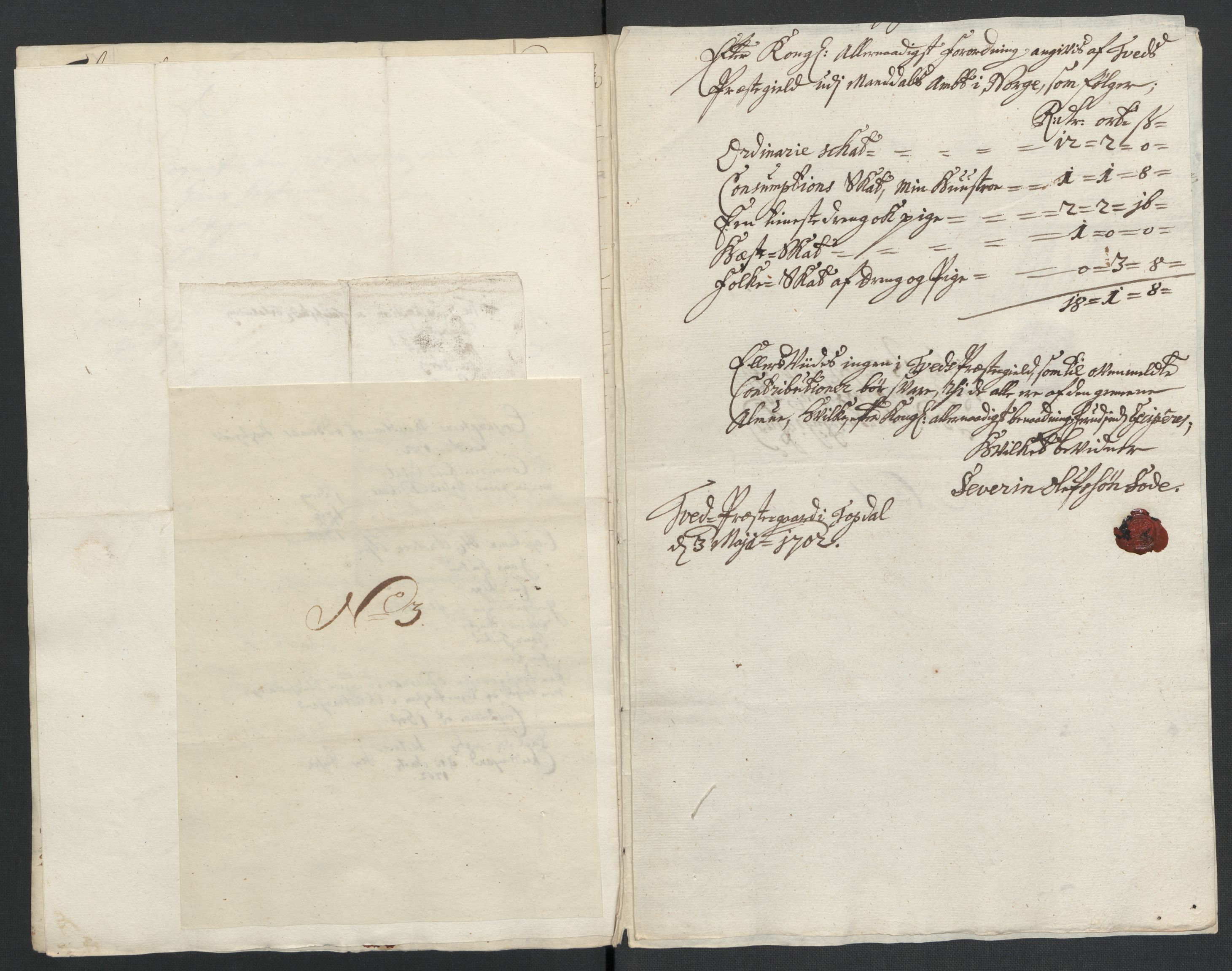 Rentekammeret inntil 1814, Reviderte regnskaper, Fogderegnskap, AV/RA-EA-4092/R43/L2549: Fogderegnskap Lista og Mandal, 1701-1702, p. 279