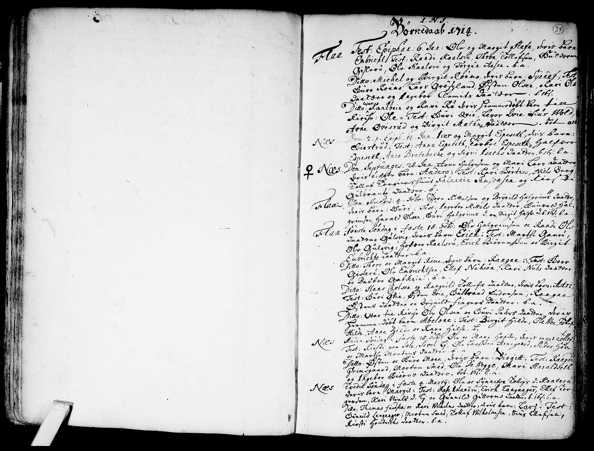 Nes kirkebøker, SAKO/A-236/F/Fa/L0002: Parish register (official) no. 2, 1707-1759, p. 34