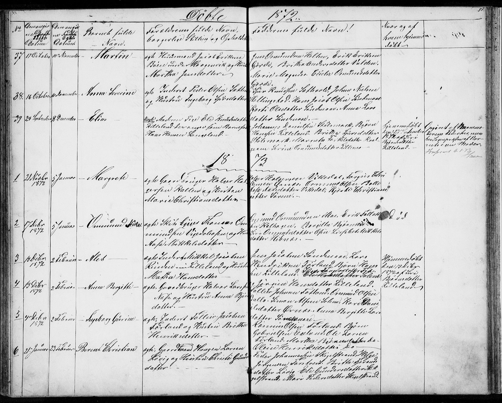 Vikedal sokneprestkontor, SAST/A-101840/01/V: Parish register (copy) no. B 9, 1856-1878, p. 51